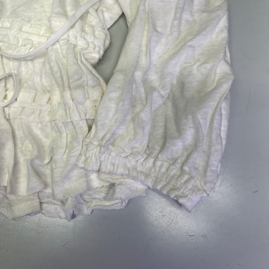 FREE PEOPLE Breezy Beachy Cotton Linen Let's Go Blouse Women's Sz M Ivory