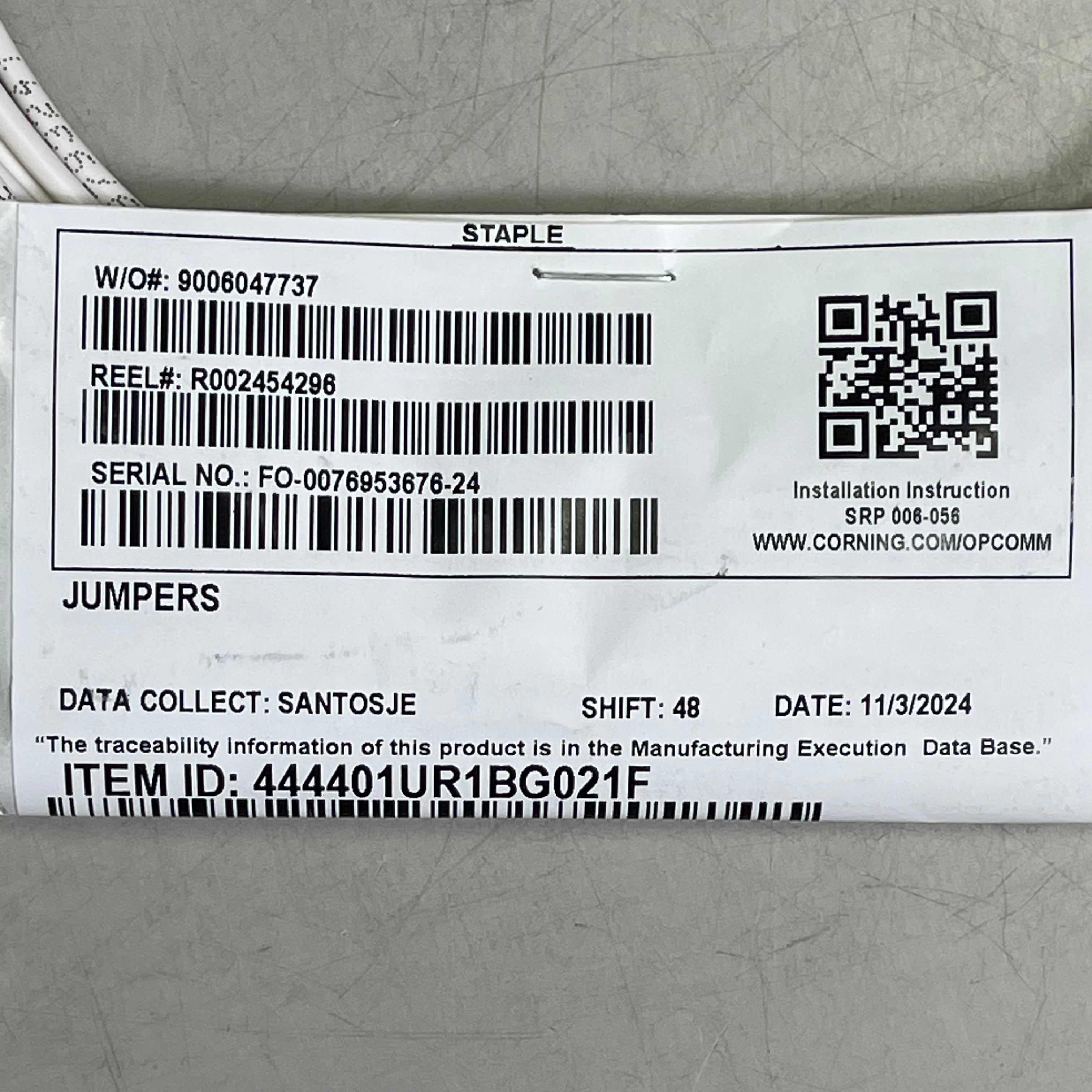 CORNING 1F Compact Drop Fiber Optic Jumper 2.9mm SCAPC/SCAPC 444401UR1BG021F
