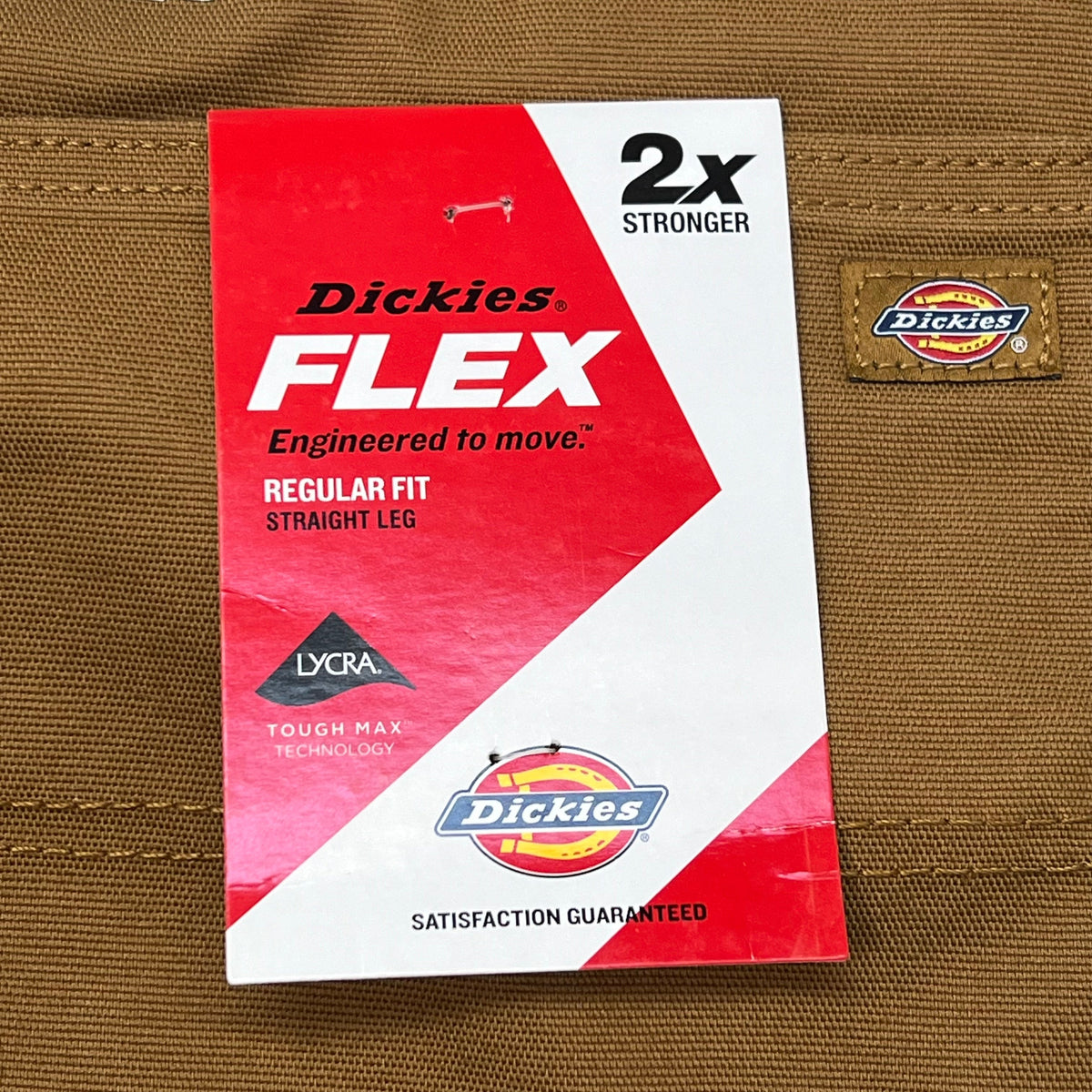 DICKIES Flex Regular Fit Double Knee Pant Men's Sz 38X34 Stonewashed Brown Duck