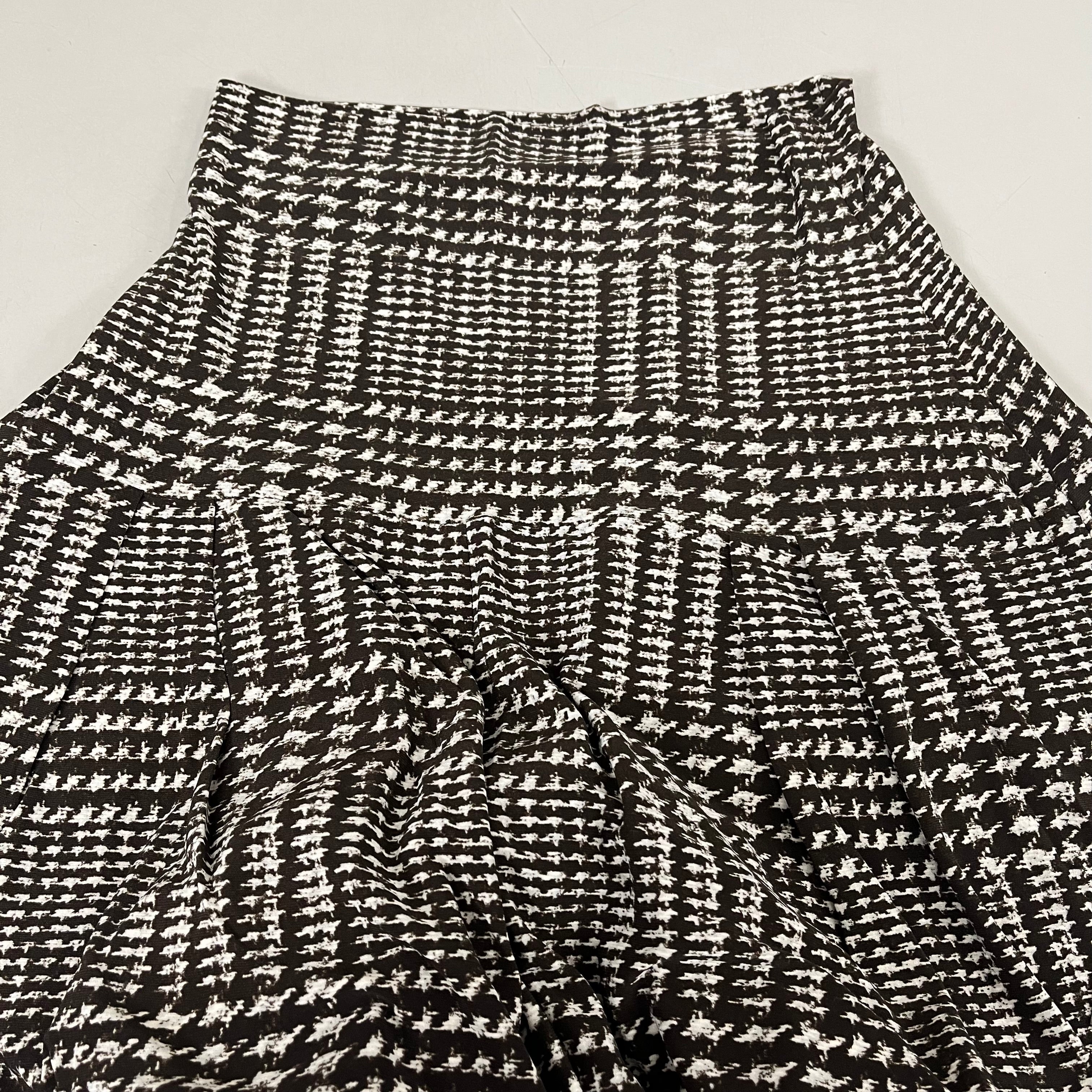 NORMA KAMALI High Waist Pleat Pant Women's Sz L/36 Chocolate Glenn Plaid Tweed