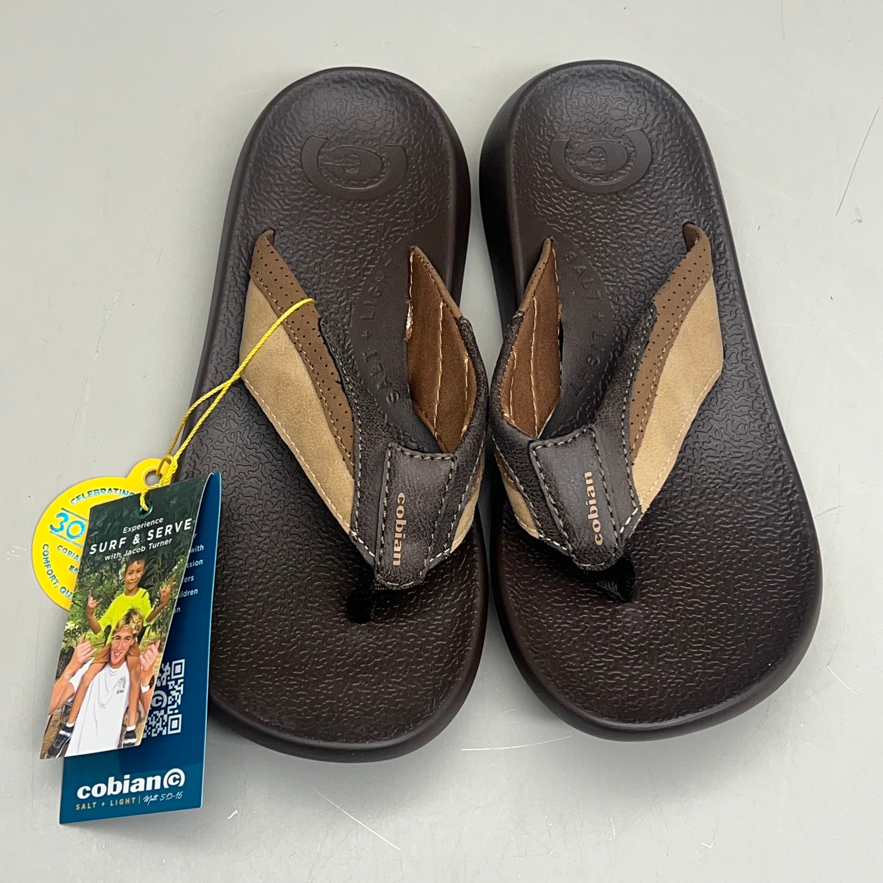COBIAN Compass Synthetic Leather Strap Sandals Men's Sz 10, EU 43 Chocolate COM25-201-10