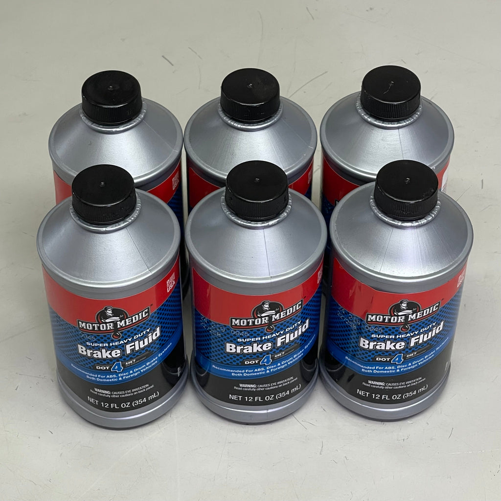 MOTOR MEDIC (6 PACK) Super Heavy Duty Dot 4 Brake Fluid 12 fl oz Grey M4512