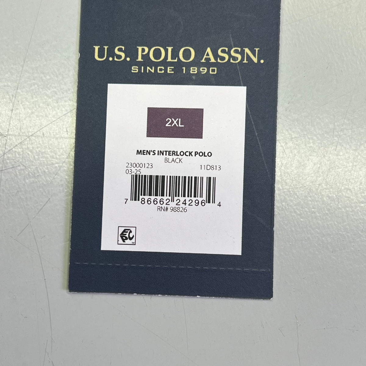 U.S. POLO Interlock Polo Shirt W/ Embroidered Logo Men's Sz 2XL Black 23000123