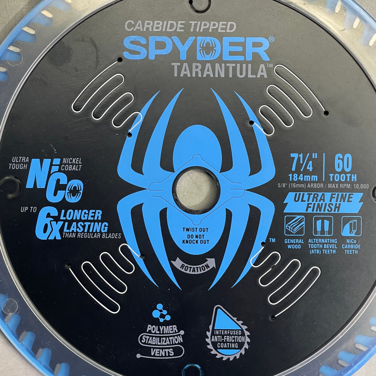 SPYDER Tarantula Framing Circular Saw Blade 60-Tooth, 7-1/4" Black 13018