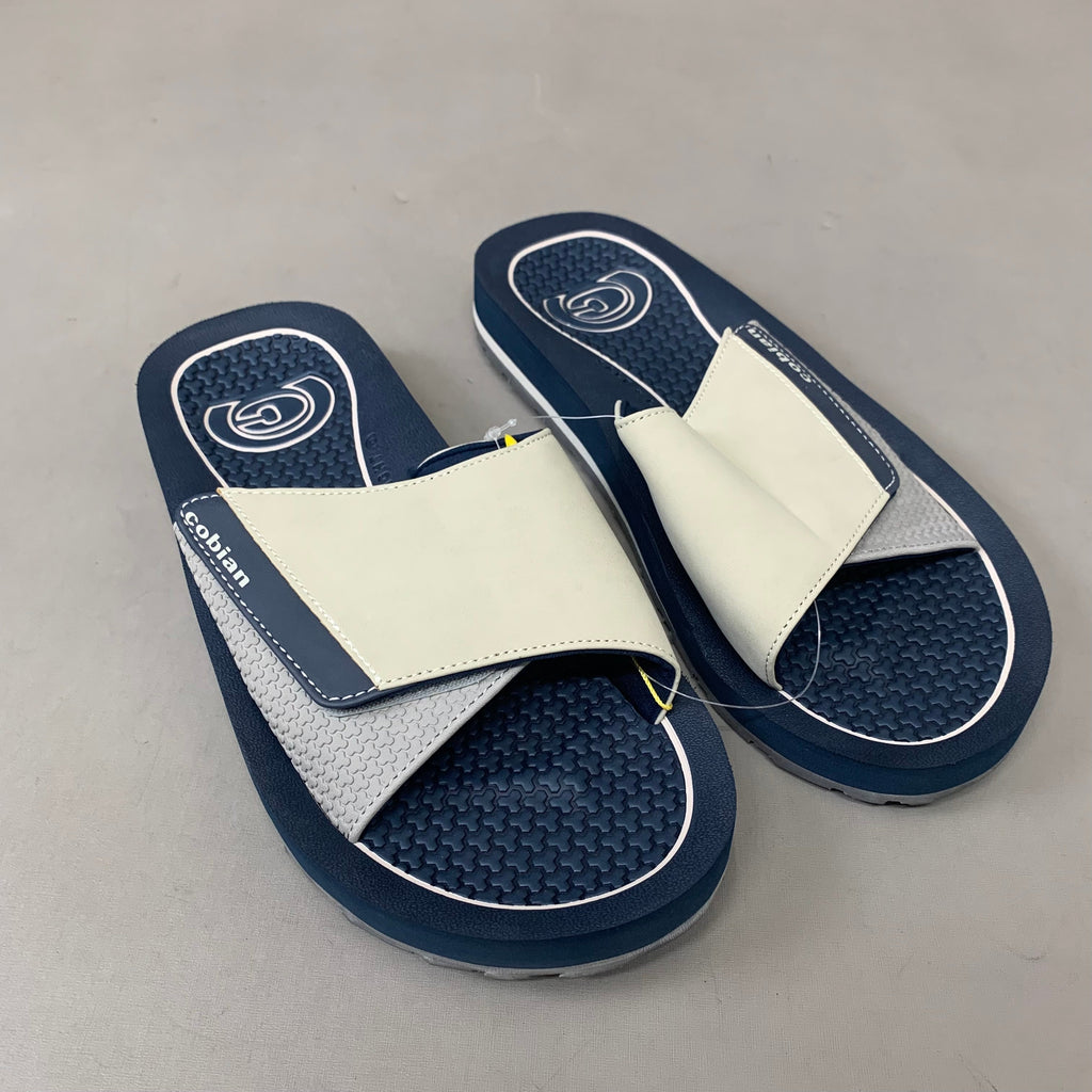 COBIAN DRT Synthetic Leather Strap Slide Sandals Men's Sz 9, 41.5 EU Navy DRS24-410-9