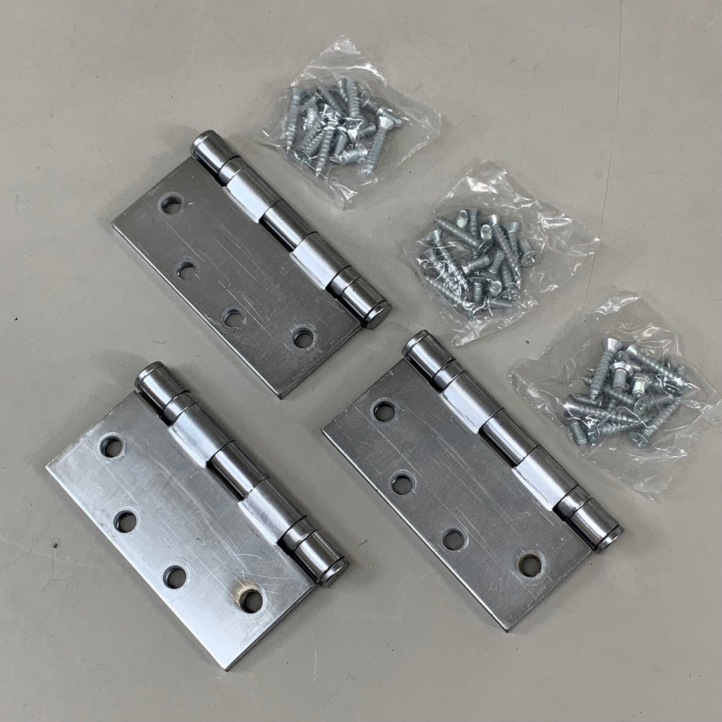 HAGER (3 Pack) Hinge 5 Knuckle Steel 4.5"x4.5" Satin Chrome BB1279
