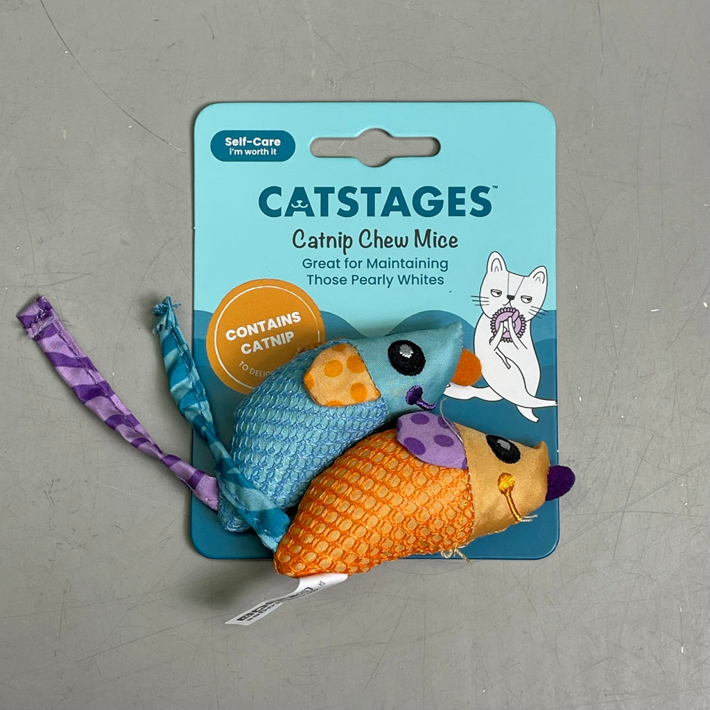 PETSTAGES (3-PACK) Catnip Chew Mice Catstages Dental Orang & Blue 327
