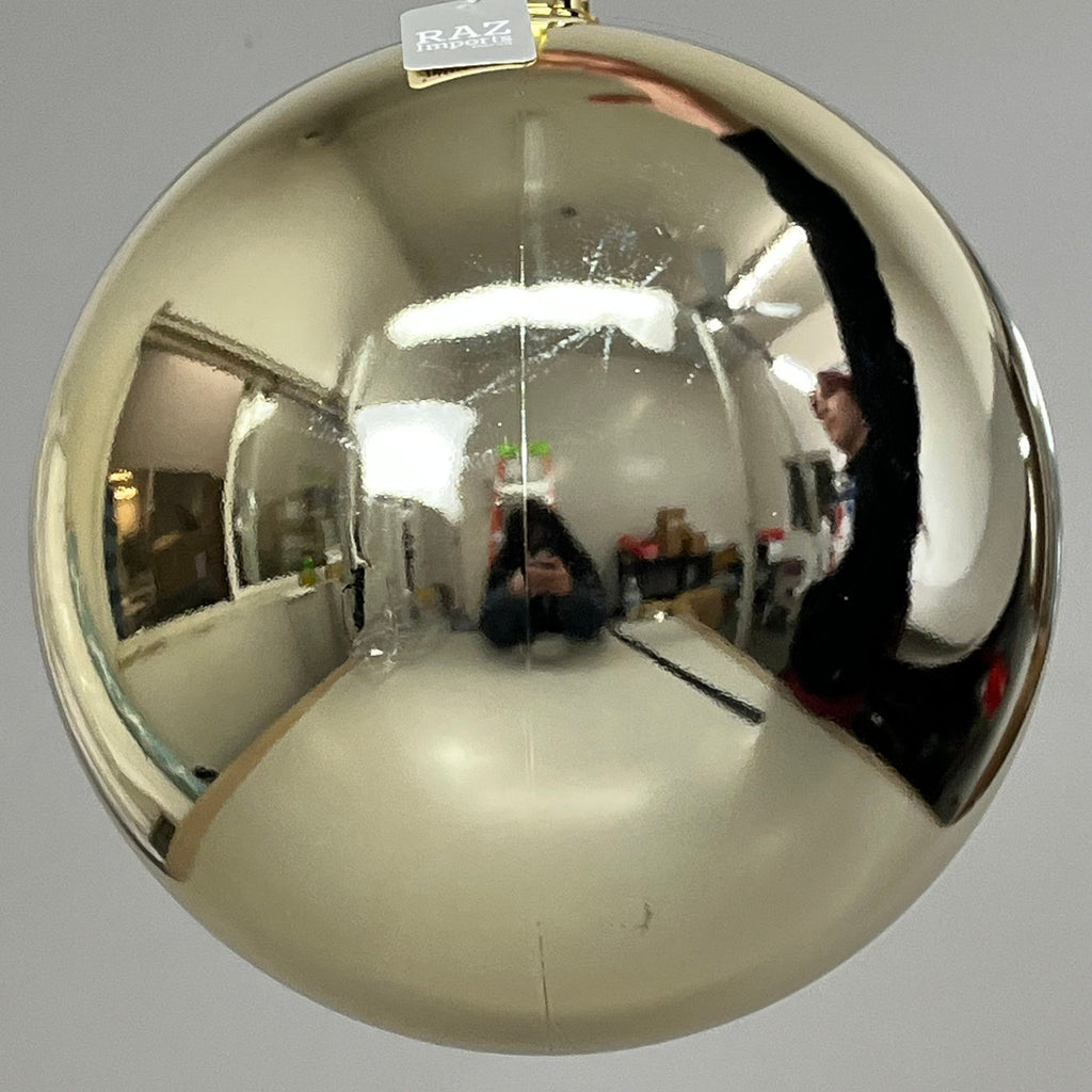 RAZ IMPORTS Shiny Ball Christmas Ornament Decor Plastic 10" Champagne 10461590