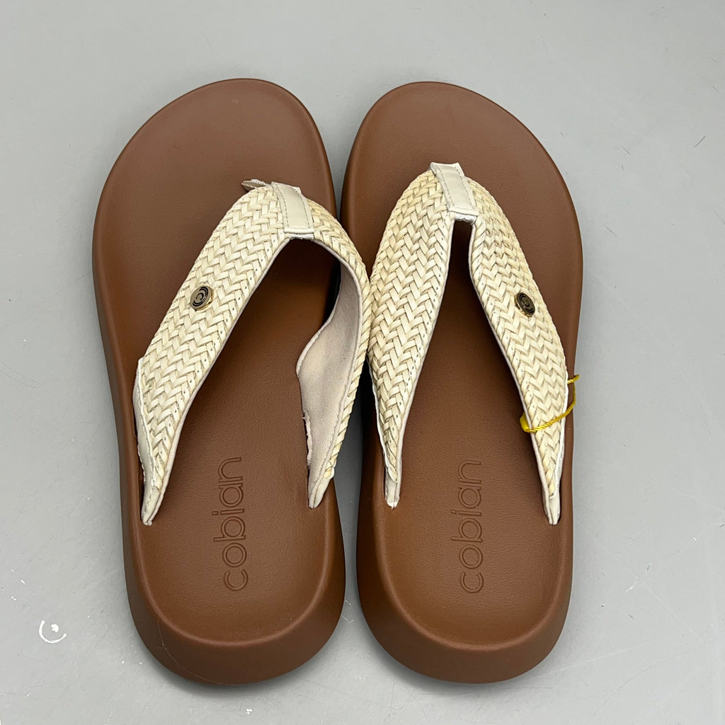 COBIAN Palmilla Braided Synthetic Leather Strap Women's Sz 7 EU 37 Cream PAL25-110-7