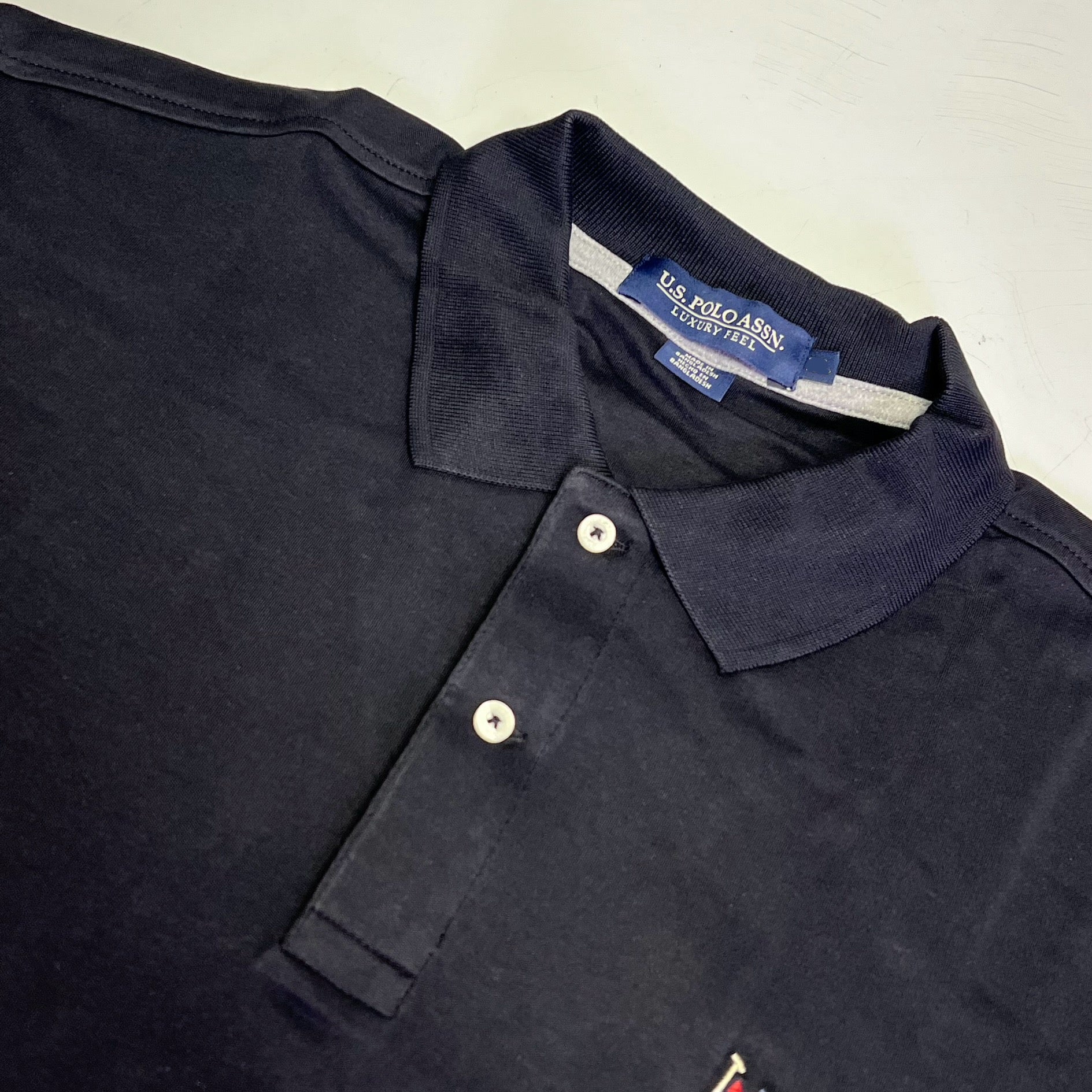 U.S. POLO Interlock Polo Shirt W/ Embroidered Logo Men's Sz 2XL Black 23000123