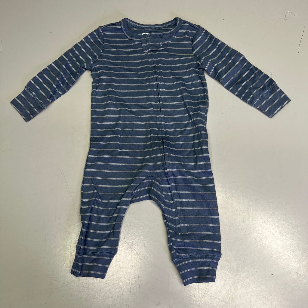 CARTERS (SET OF 2) Soft Farmhouse Pattern Body Suit Baby Boy Sz 9M Blue/White