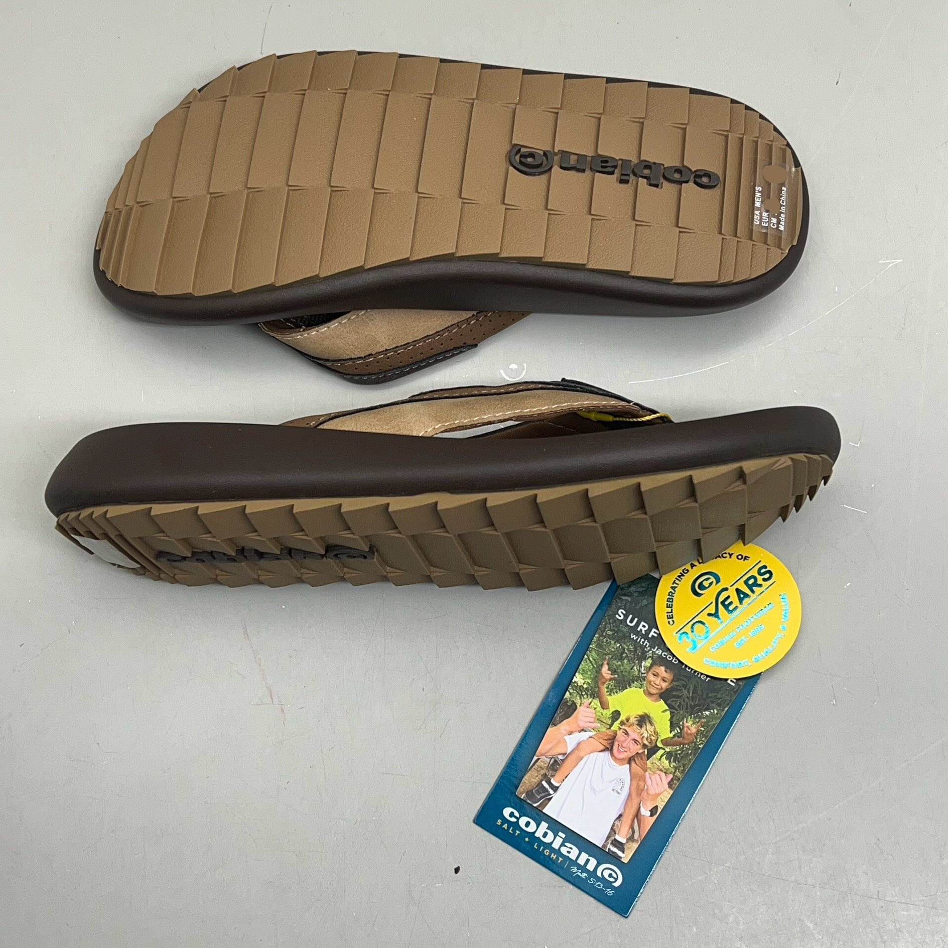 COBIAN Compass Synthetic Leather Strap Sandals Men's Sz 10, EU 43 Chocolate COM25-201-10