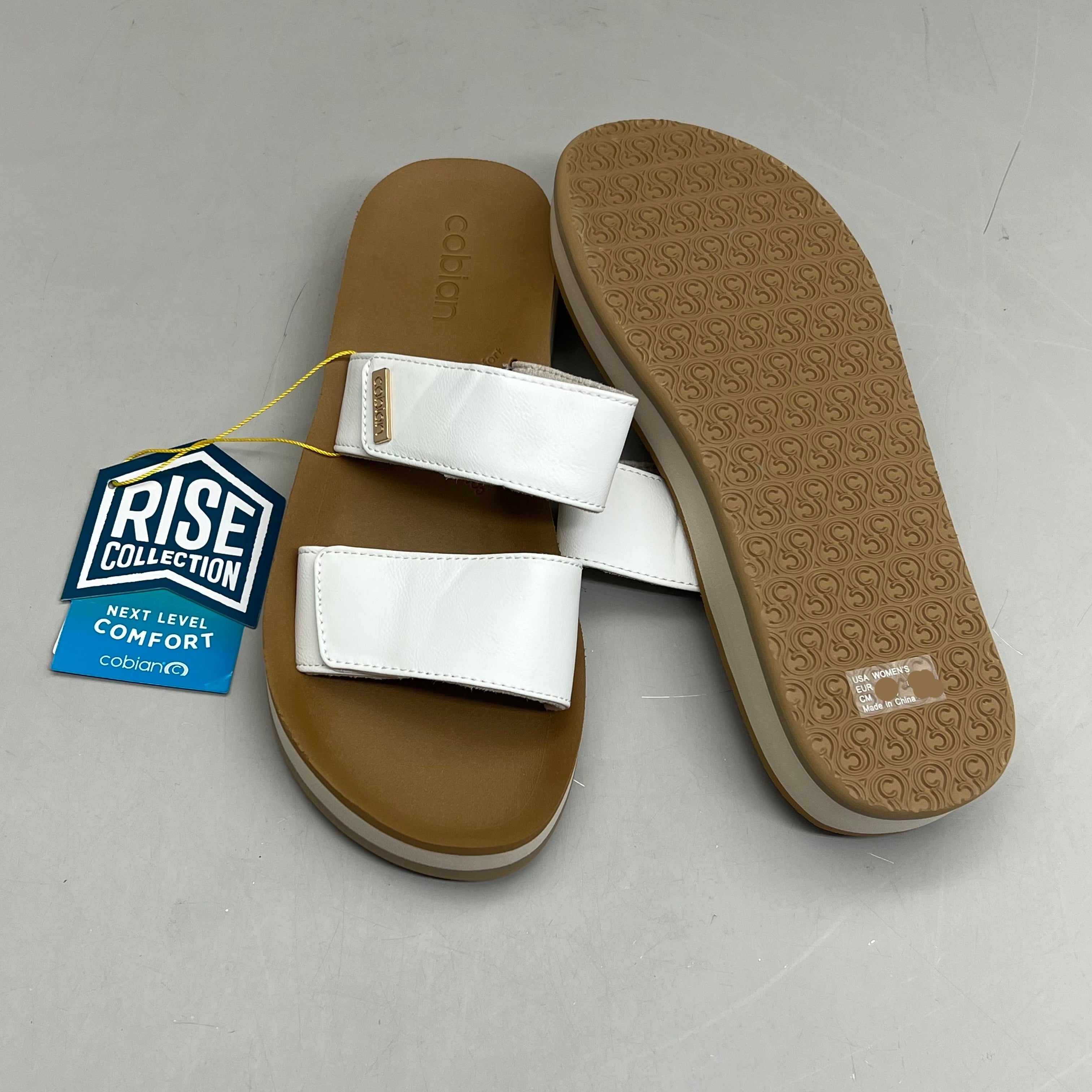 COBIAN Dana Rise Elevated Flatform Style Slide Women's Sz 10 White DNA24-100-10