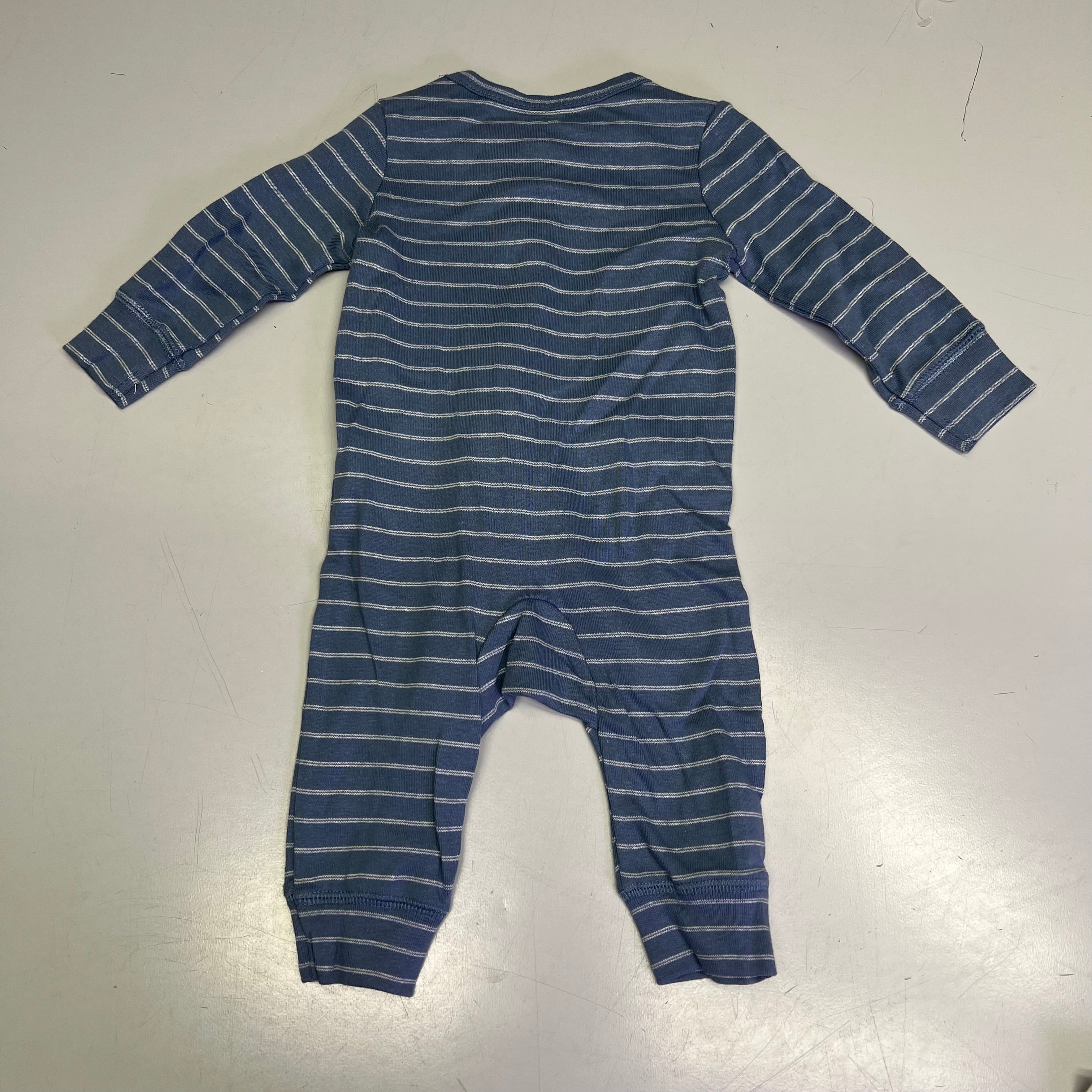 CARTERS (SET OF 2) Soft Farmhouse Pattern One Body Suit Baby Boy Sz 3M Blue/White