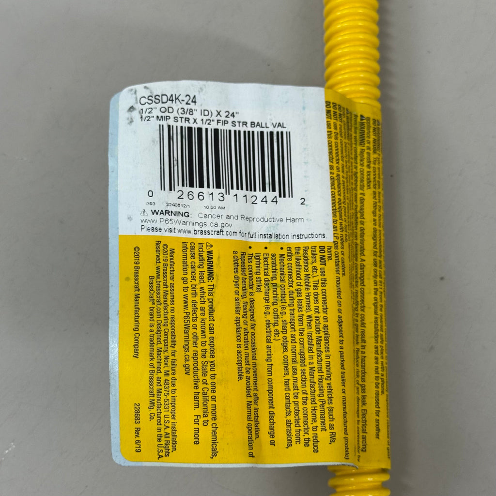 BRASSCRAFT Coated Gas Appliance Connector 1/2" OD X 24" CSSD4K-24