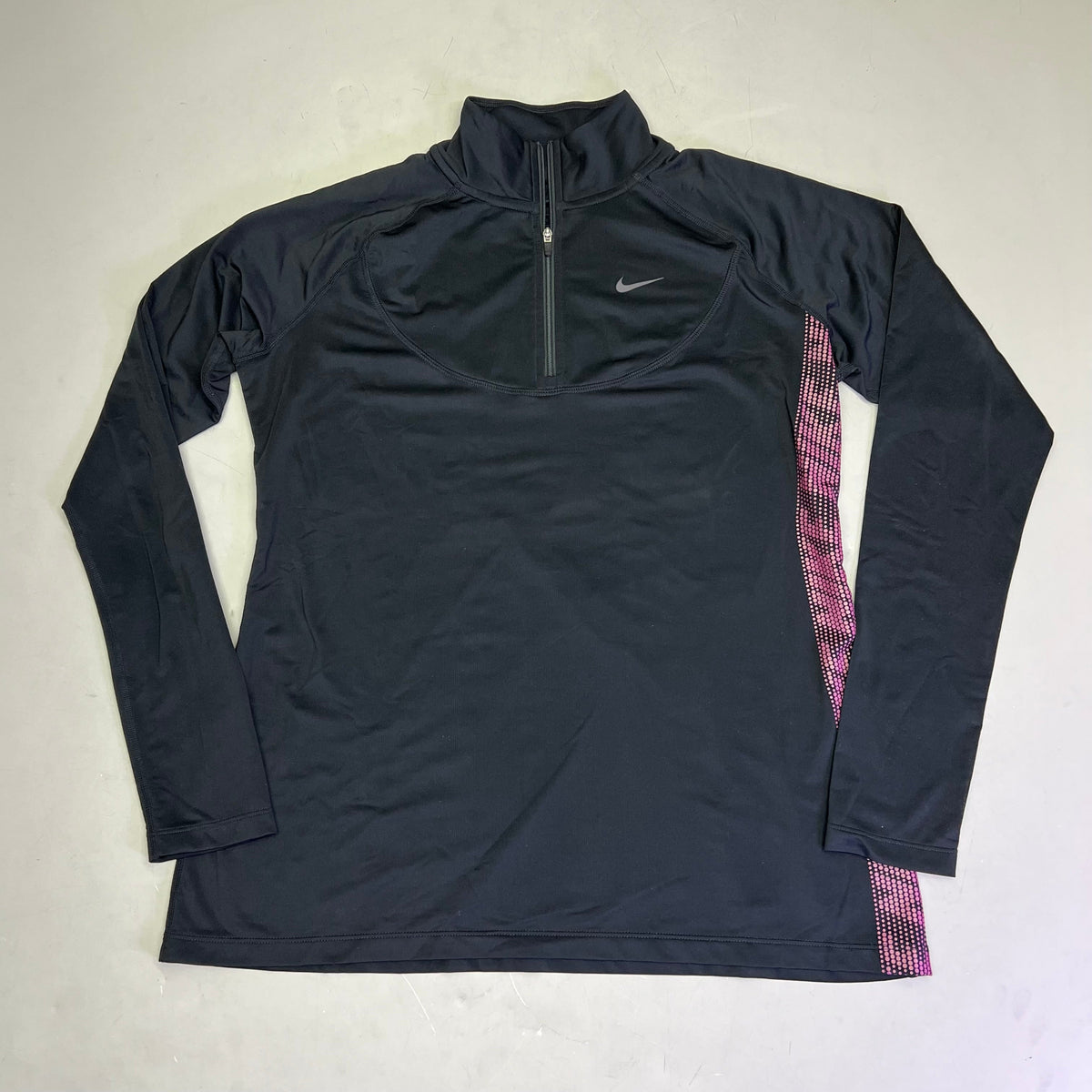 NIKE Nike Pro Warm Sweat Wicking Half Zip Jacket Slim Fit Women's Sz L Black