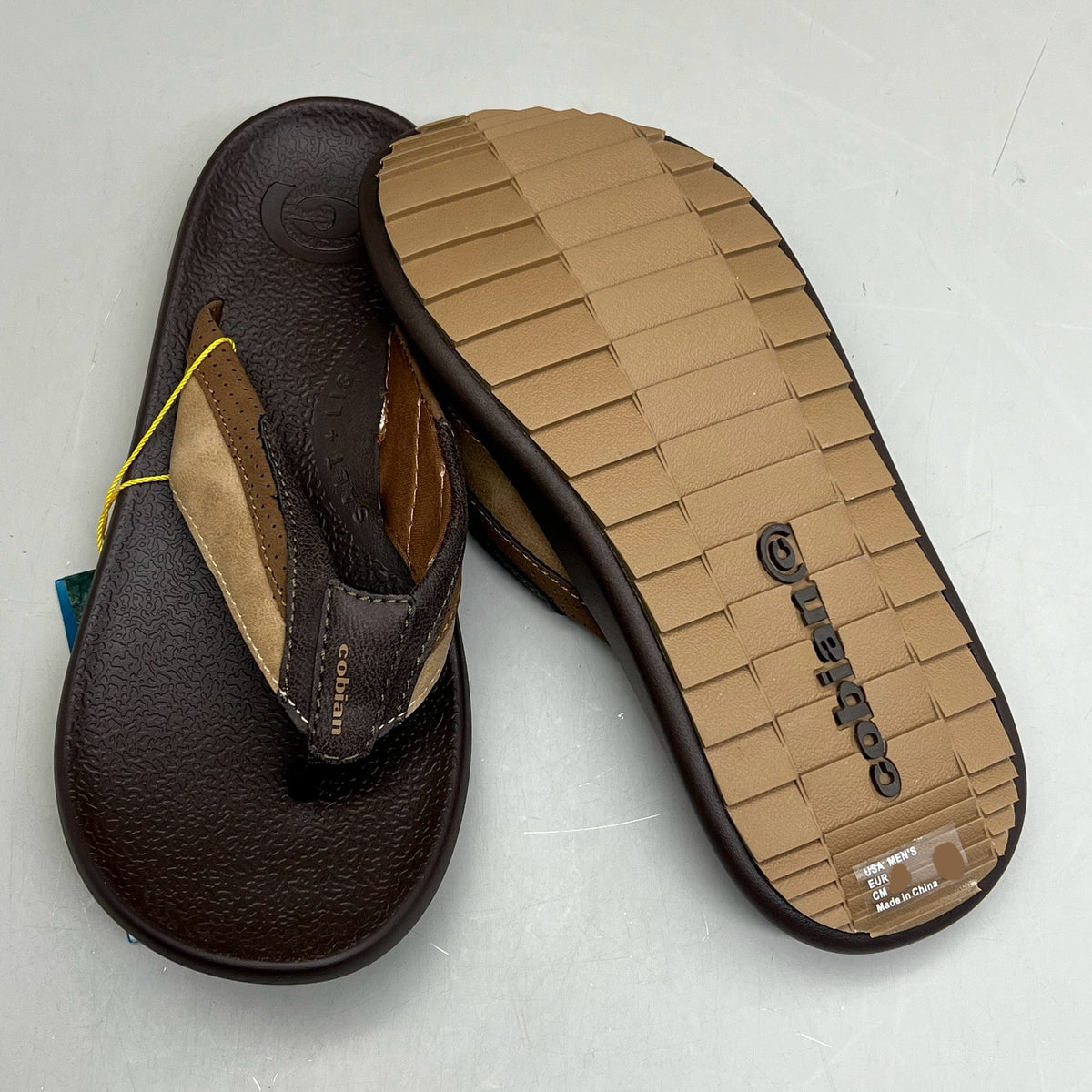 COBIAN Compass Synthetic Leather Strap Sandals Men's Sz 11, EU 44 Chocolate COM25-201-11