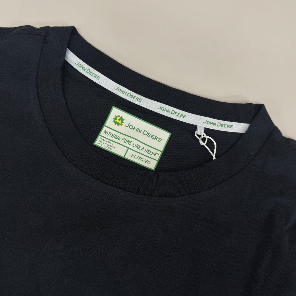 JOHN DEERE Embroidered Logo Short Sleeve Tee Shirt Men's Sz XL Black 1896842