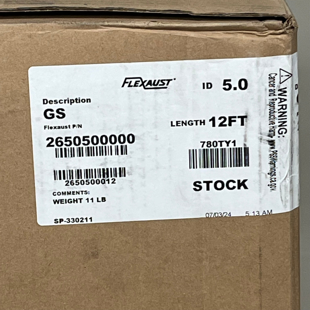 FLEXAUST GS Iron Oxide Red Silicone 5" 12ft Exhaust Hose 2650500012