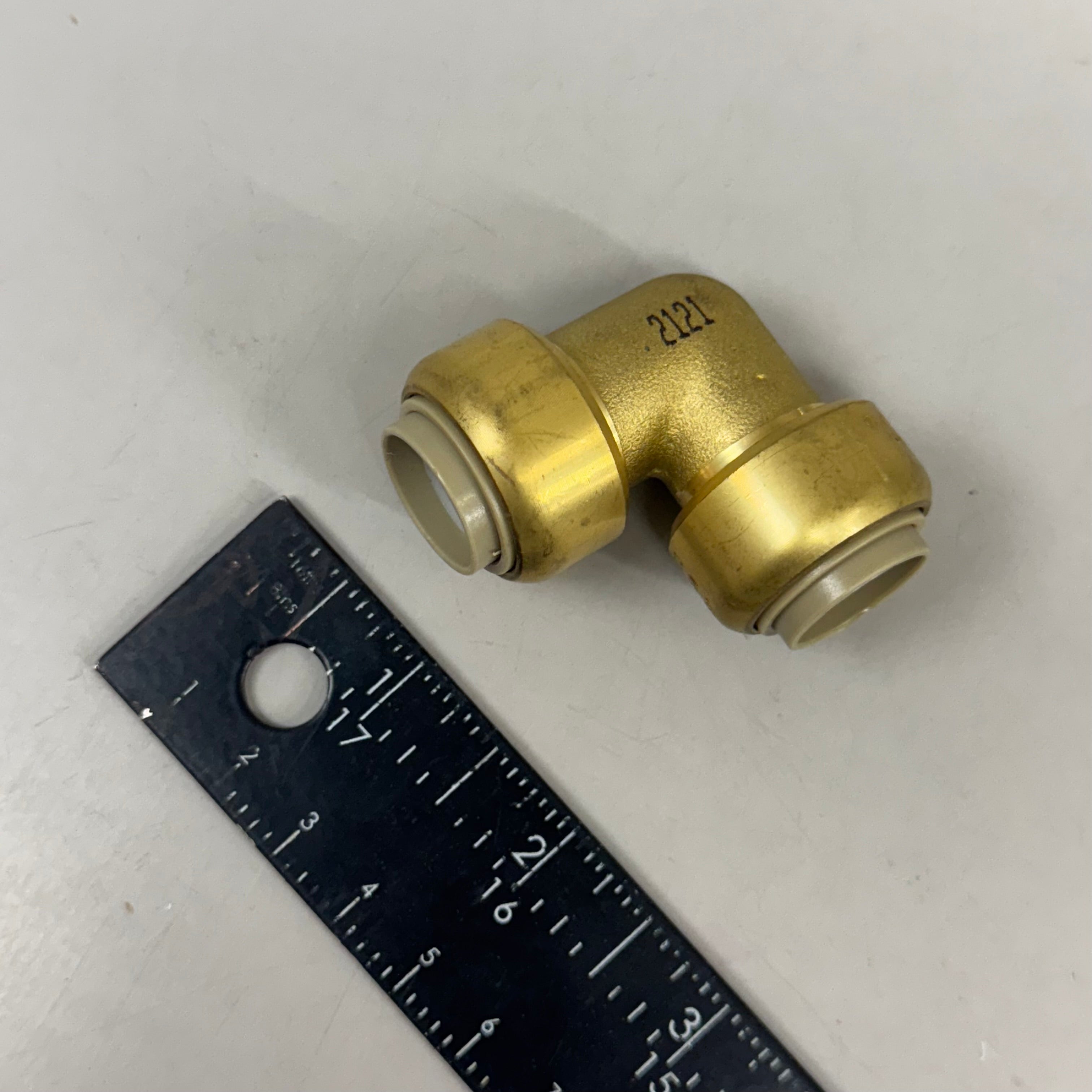 JONES STEPHENS Plumbite 90 Elbow Push On  1/2"x1/2" Brass C77425LF