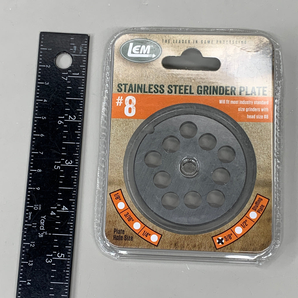 LEM Grinder Stuffing Plate 10mm #8 3/8" Stainless Steel 2-3/8" Diameter