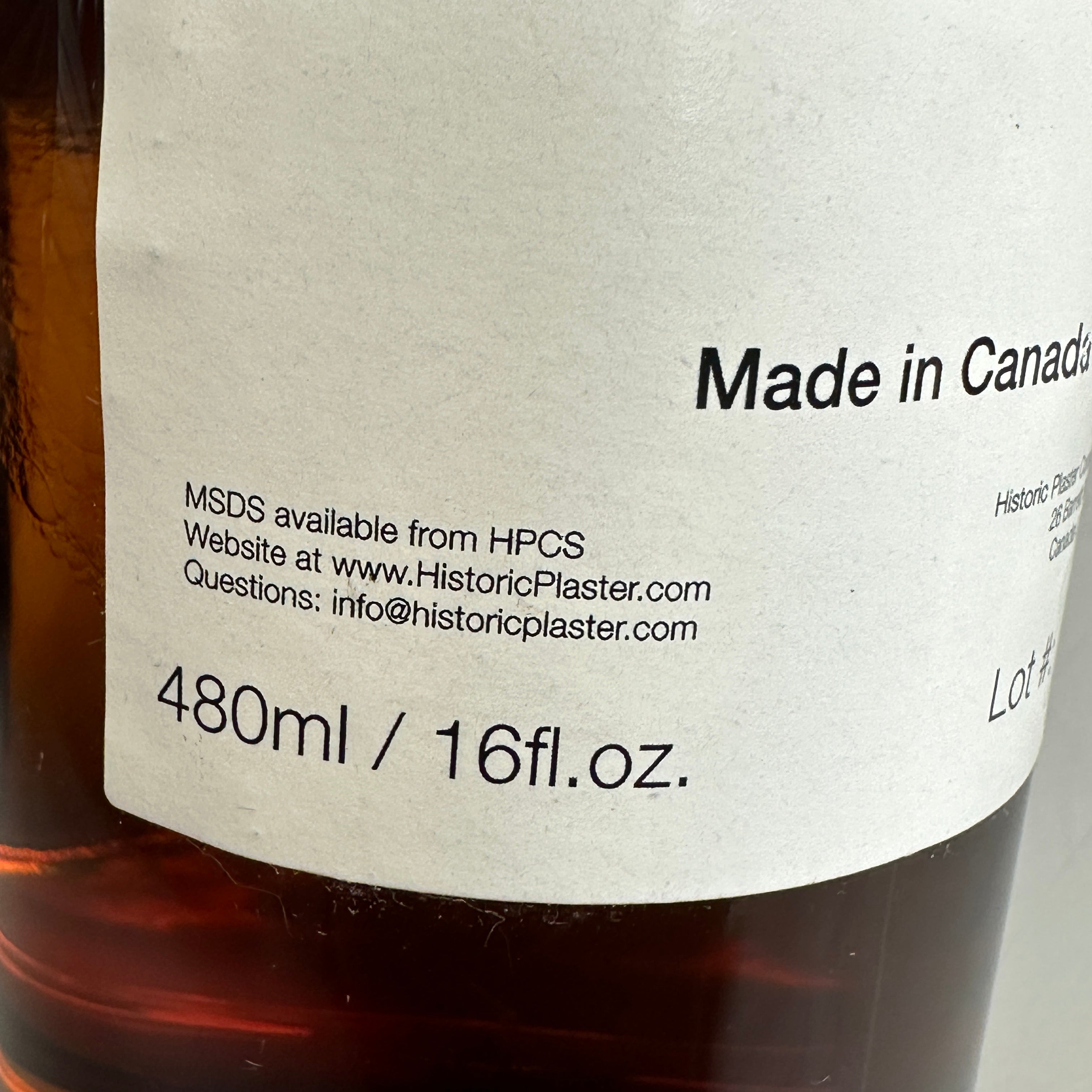 HISTORIC PLASTER Consolidation Agent Converter 480ml/ 16 fl. oz Brown