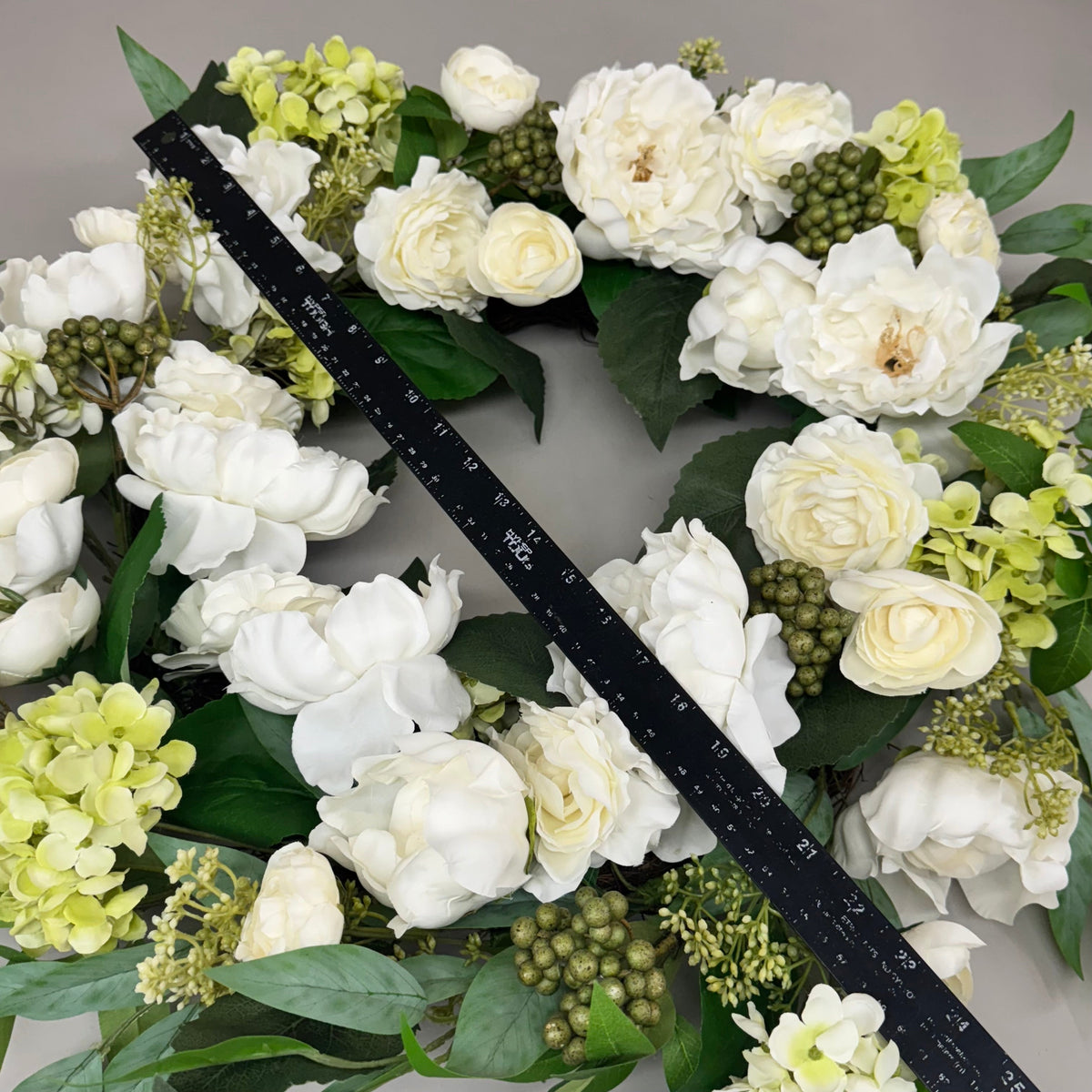 RAZ IMPORTS White Peony Ranunculus & Geranium Wreath 26" 129.00 W4402060