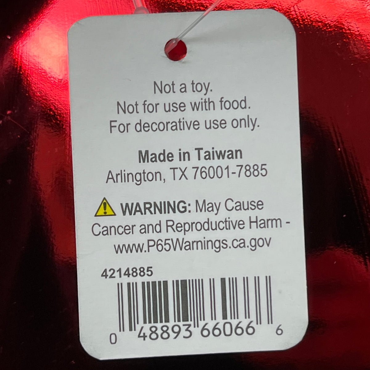 RAZ IMPORTS Shiny Ball Christmas Ornament Decor Plastic 10" Metallic Red 4214885