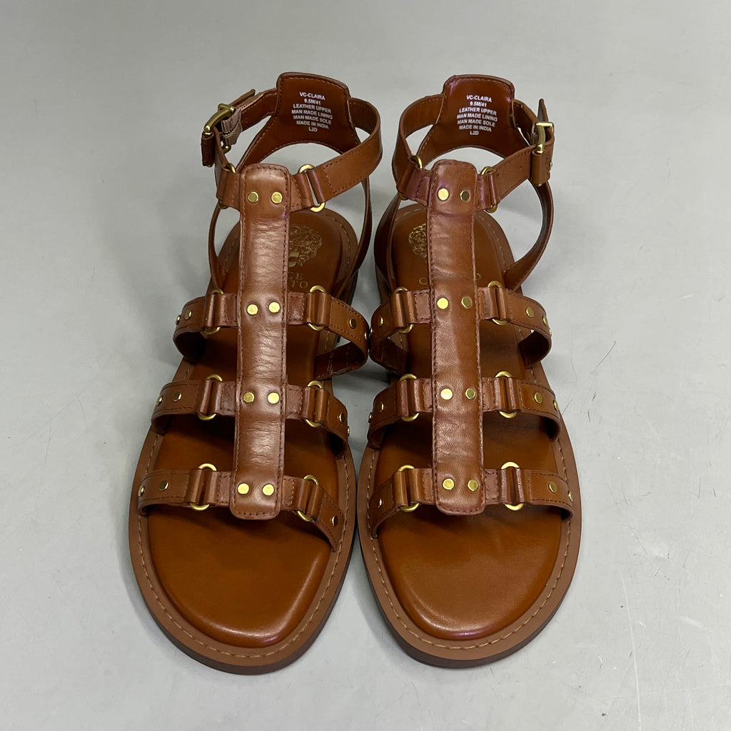 VINCE CAMUTO Leather Studded Gladiator Sandals Women's Sz 9.5M Caramelo VC-Claira