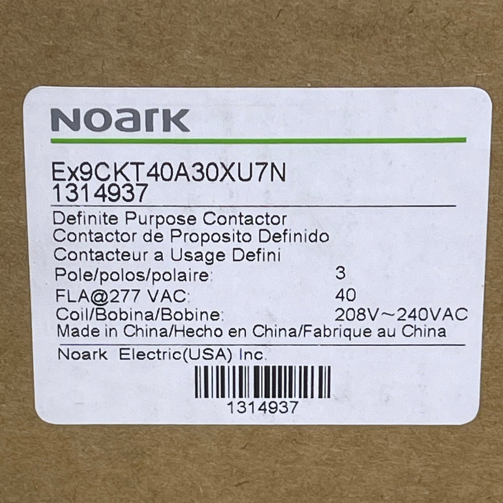 NOARK Definite Purpose Contactor  40A 208-240V 3-Pole Ex9CKT40A30XU7