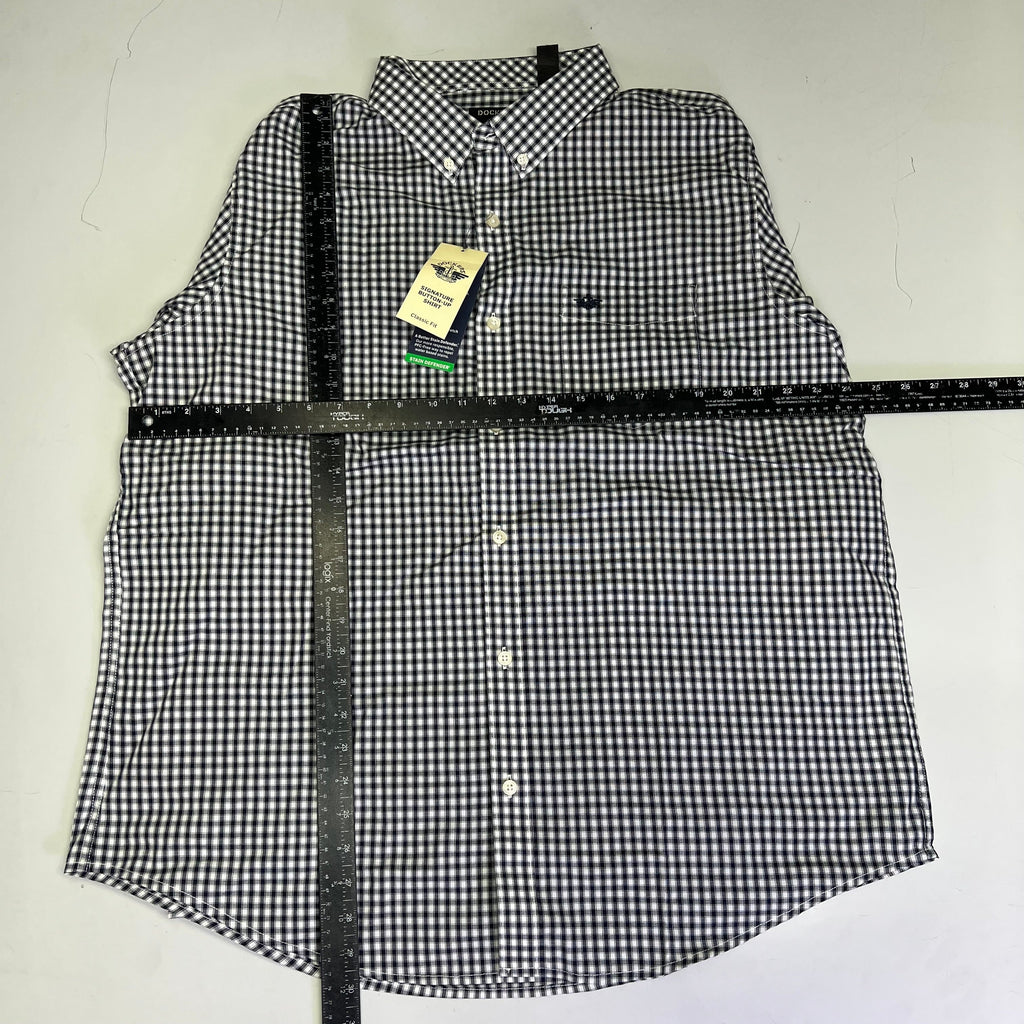 DOCKERS Signature Stain Defender Button Up Shirt Men's Sz XL Navy Blue A42520010