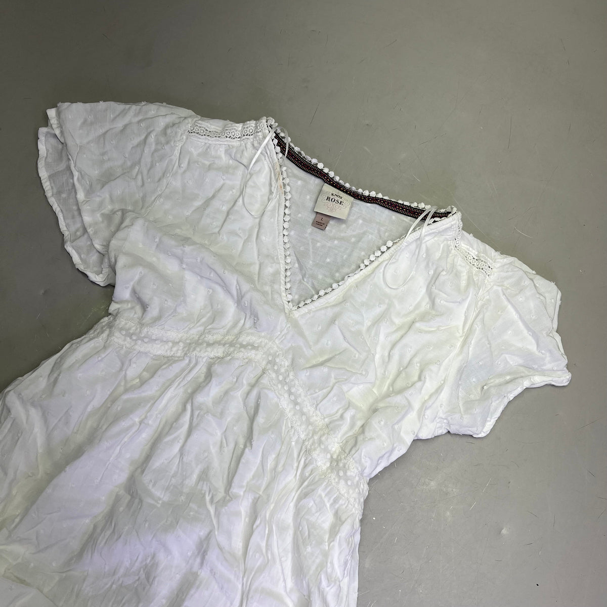 KNOX ROSE Lightweight Short Sleeve Maxi Dress  Women's Sz L White (Pre-Owned)