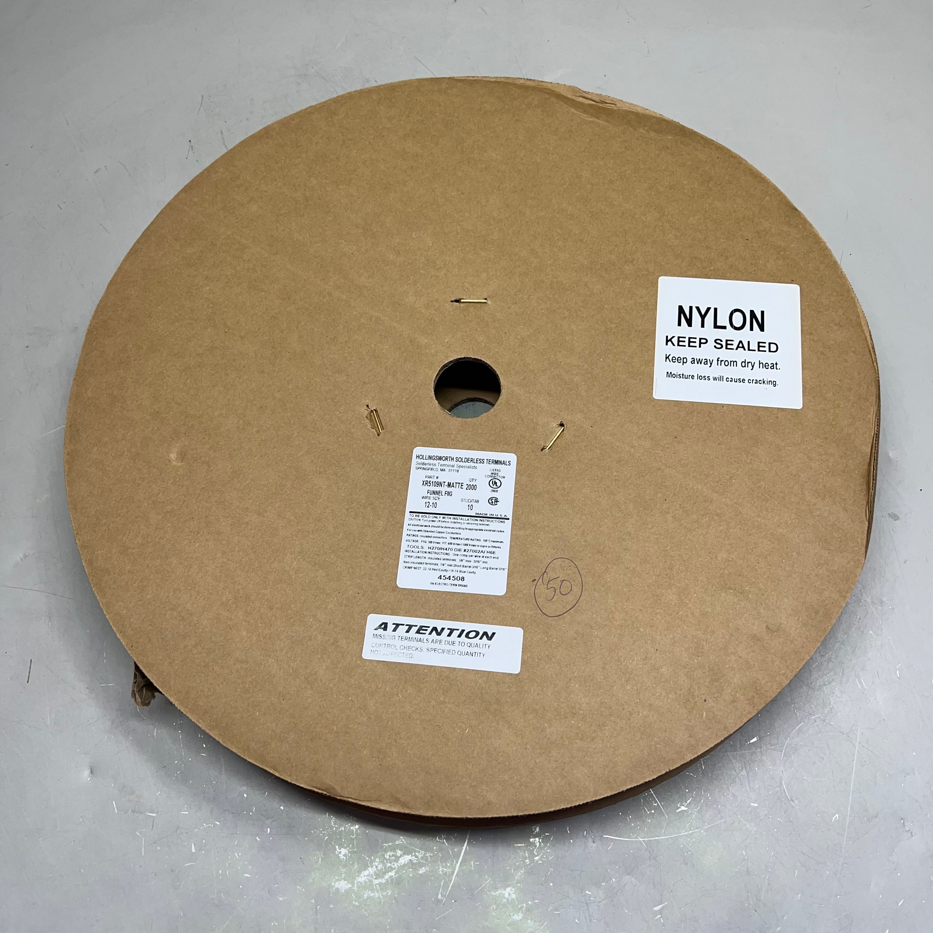 ELECTRO TERM (2000 ROLL) Hollingsworth Solderless Terminals 12-10 XR5109NT-MATTE