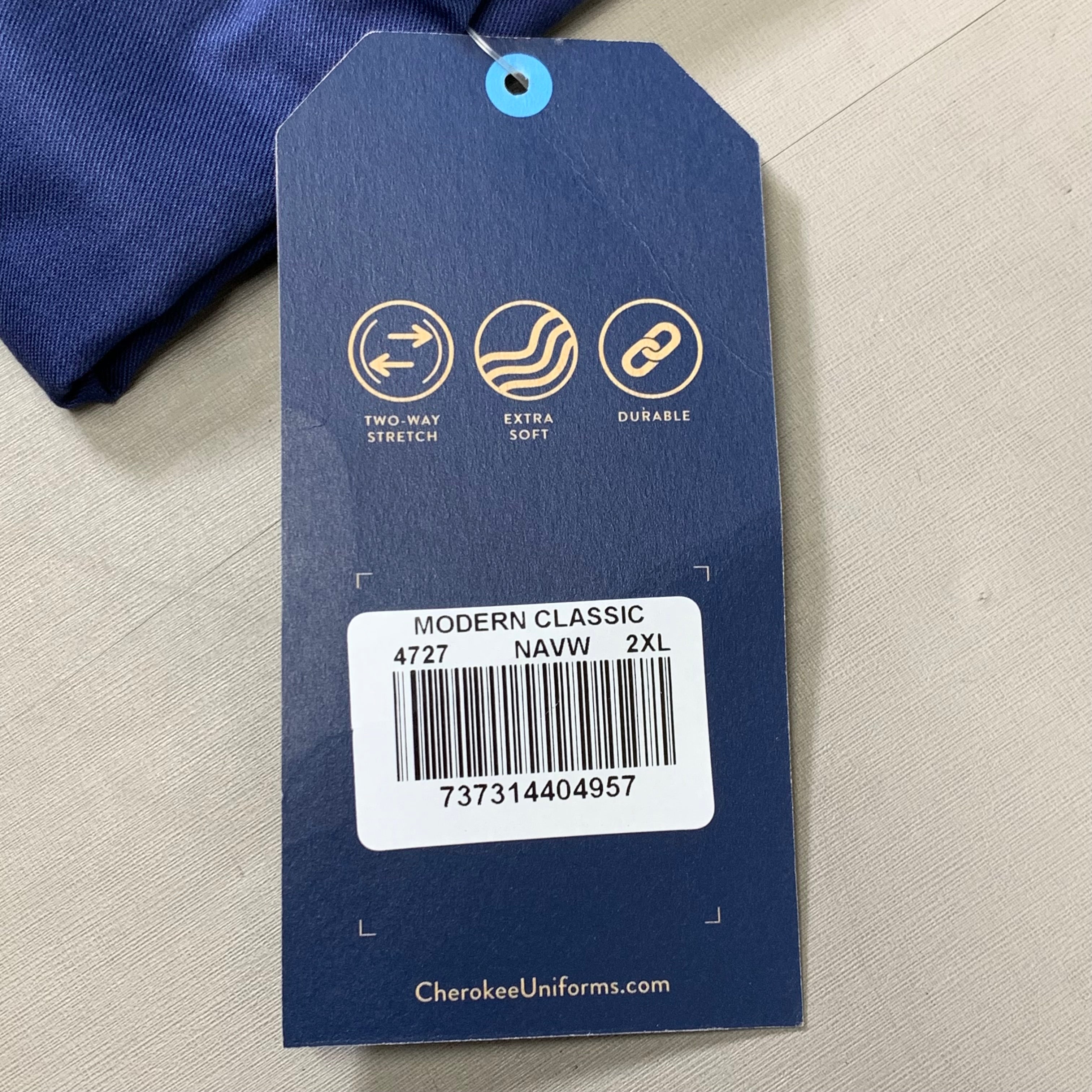 CHEROKEE Modern Classic Scrubs Top Core Stretch Women's SZ 2 XL Navy 4727