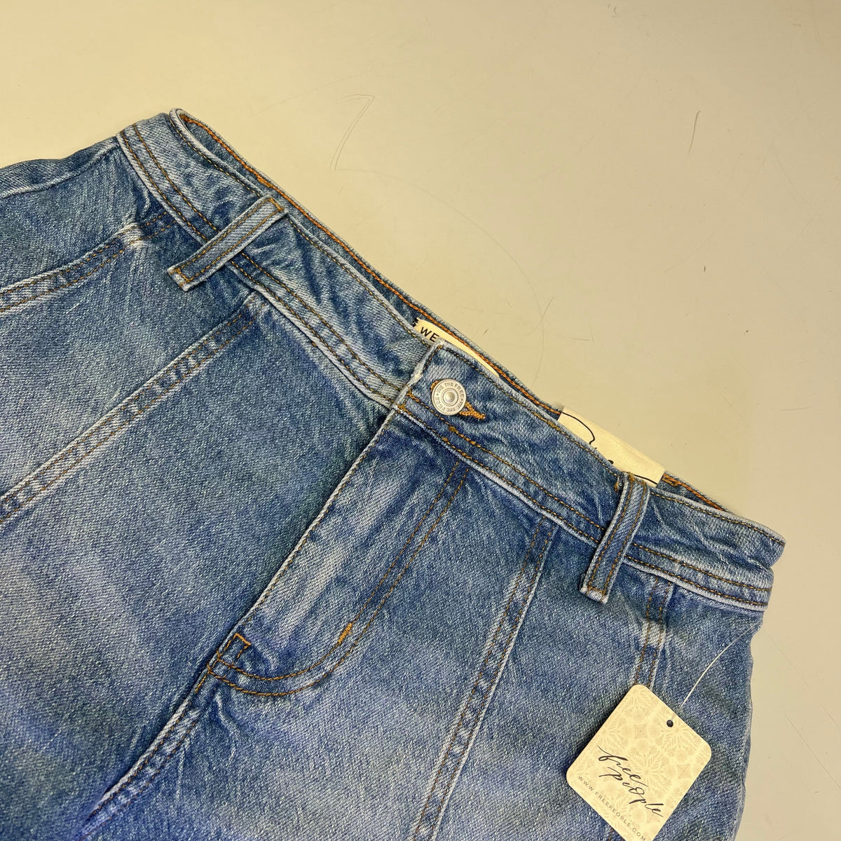 FREE PEOPLE CRVY Mona High-Rise Shorts  Women's Sz 29 Power Trip Blue 931600