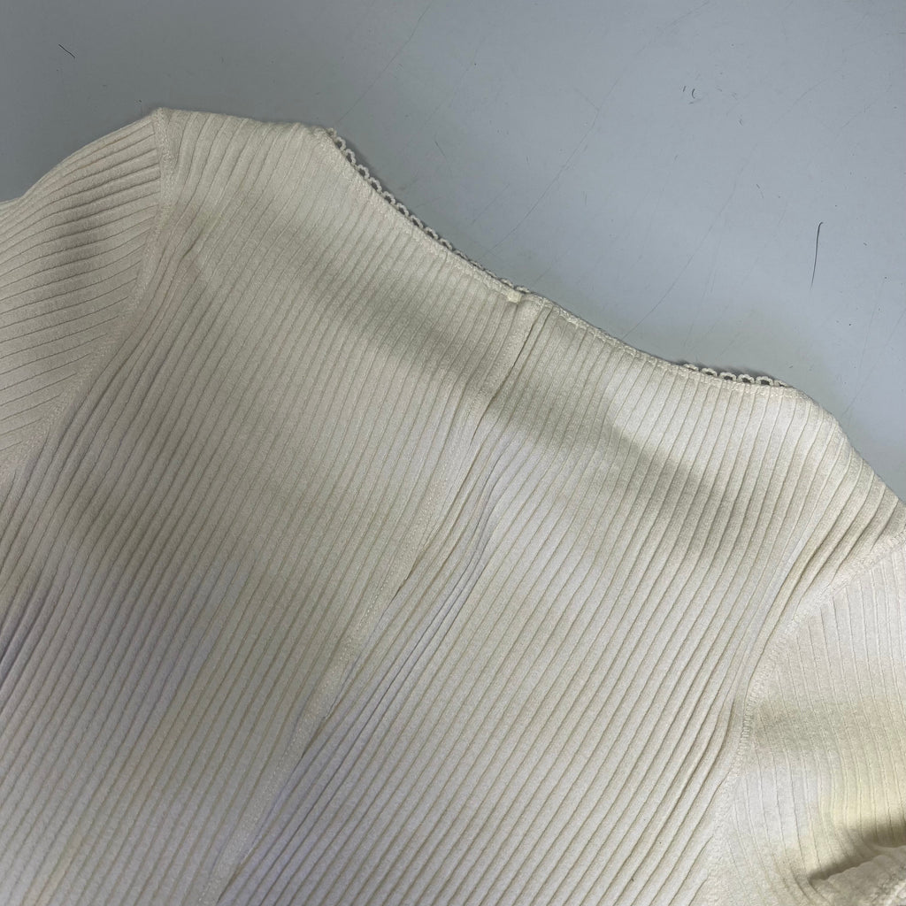 FREE PEOPLE Ribbed Cap Sleeve Most Wanted Cardi Women's Sz L Ivory 92736032