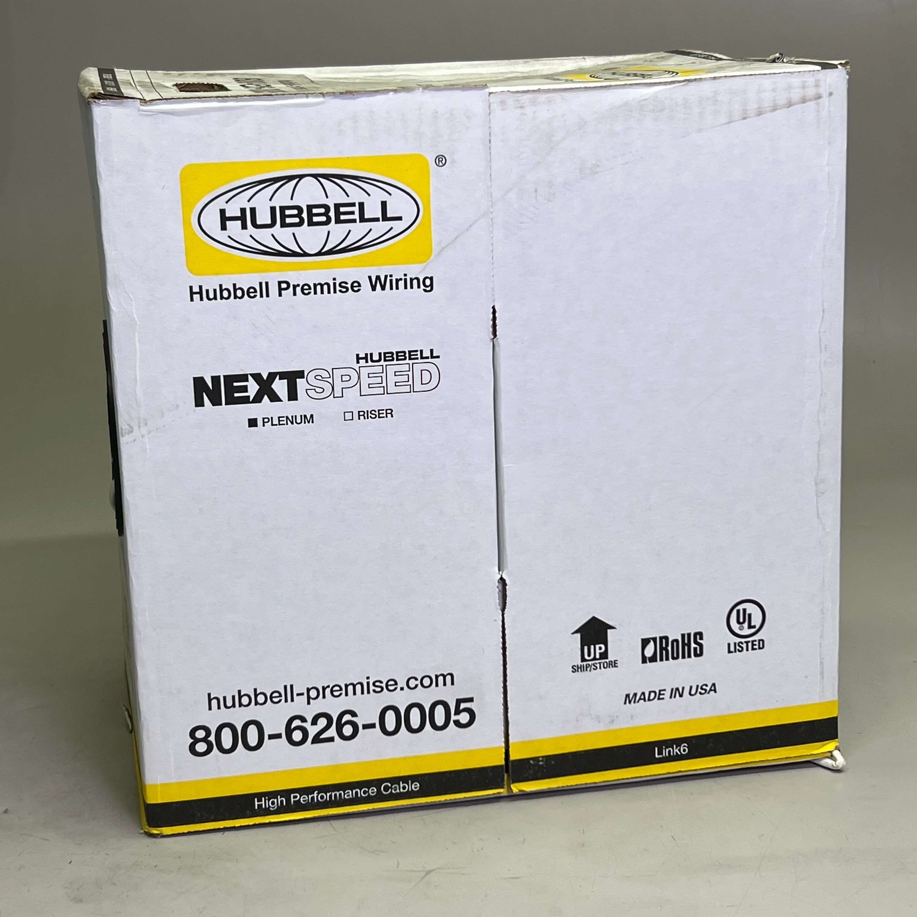 HUBBELL UTP Cable 23 AWG 4 Pair CMP Plenum 1000 ft, White HC6RPEW