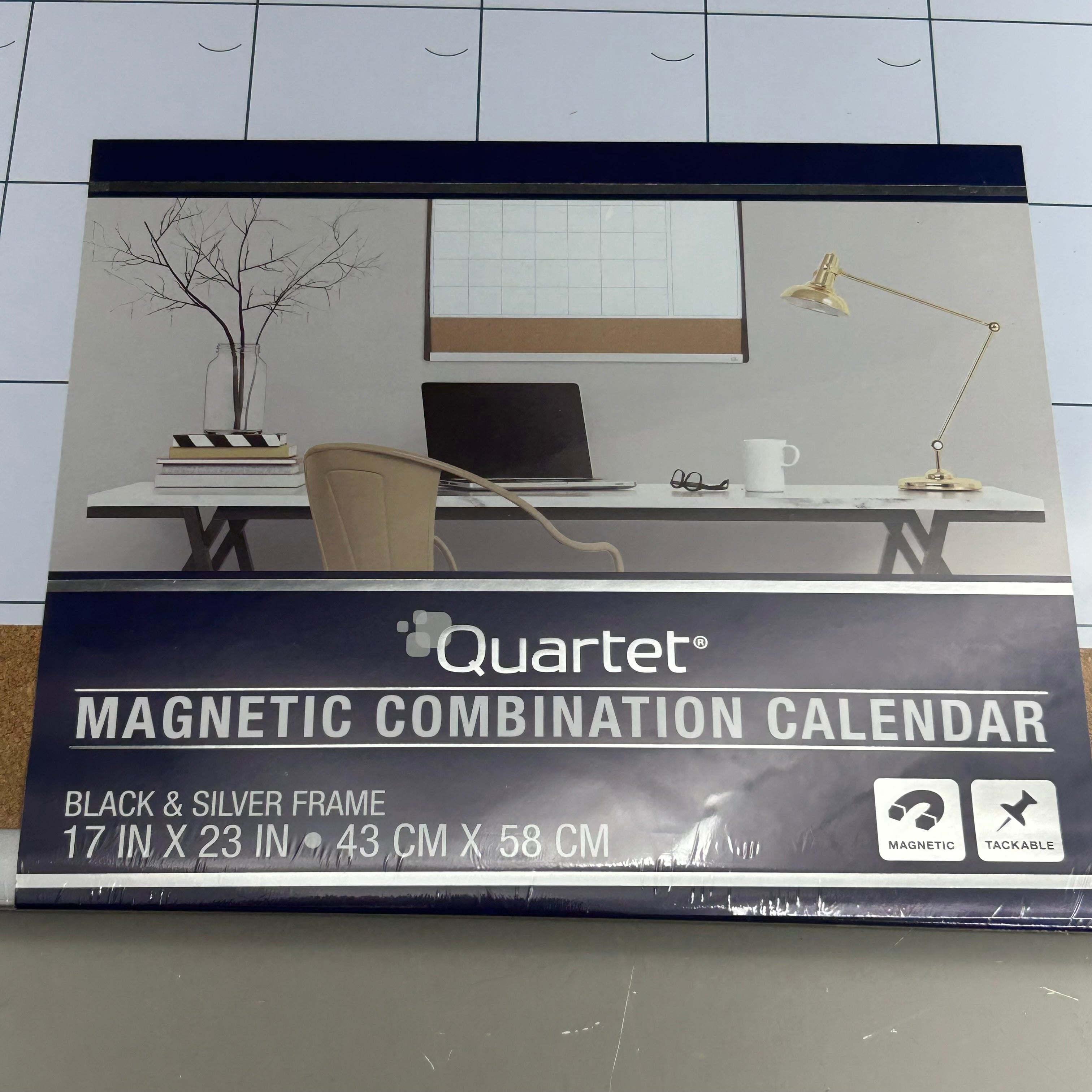 QUARTET Magnetic Combination Calendar/Dry Erase & Cork Board 17"x23" 79372