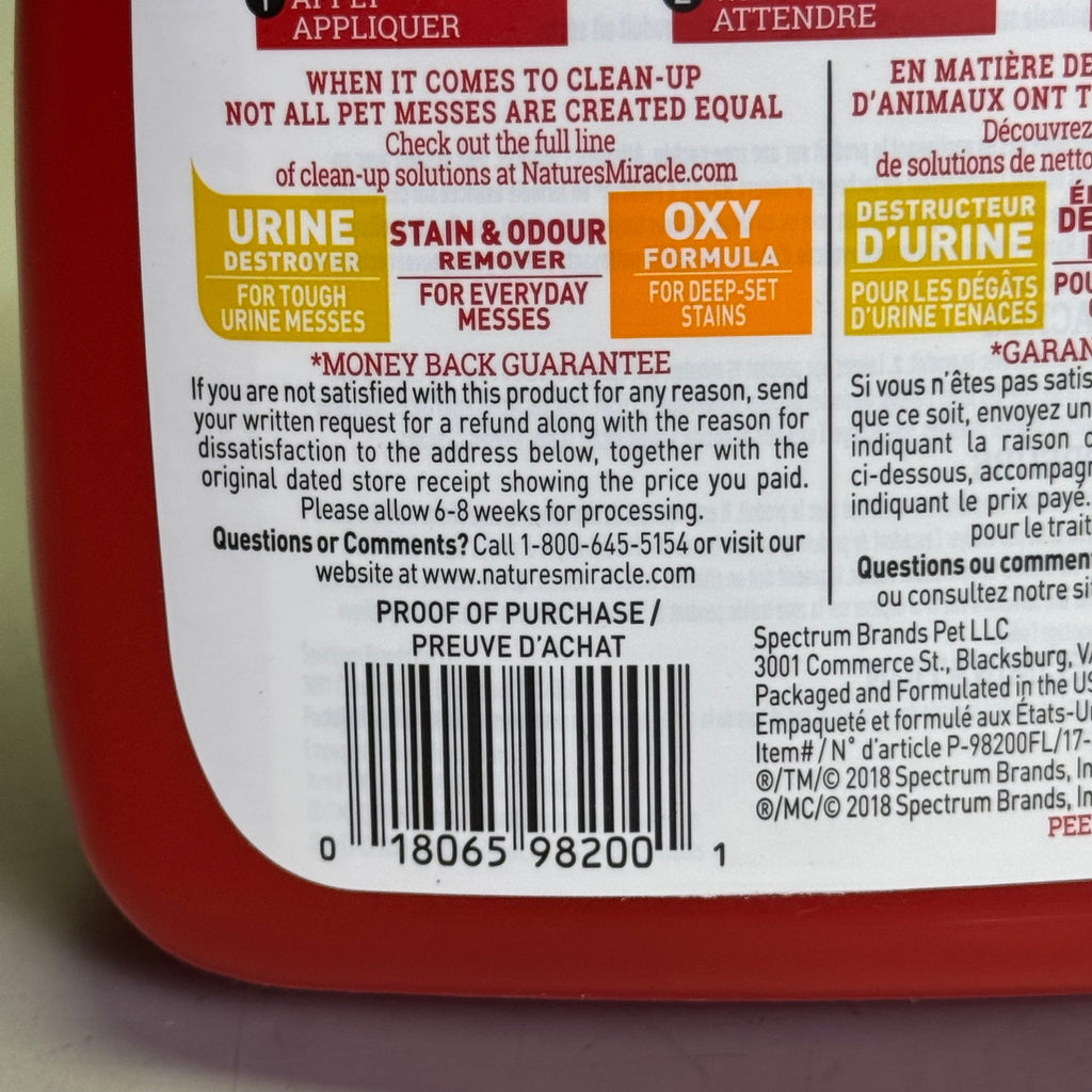 NATURE'S MIRACLE (2 PACK) Advanced Stain & Odour Eliminator 946 ml, Red
