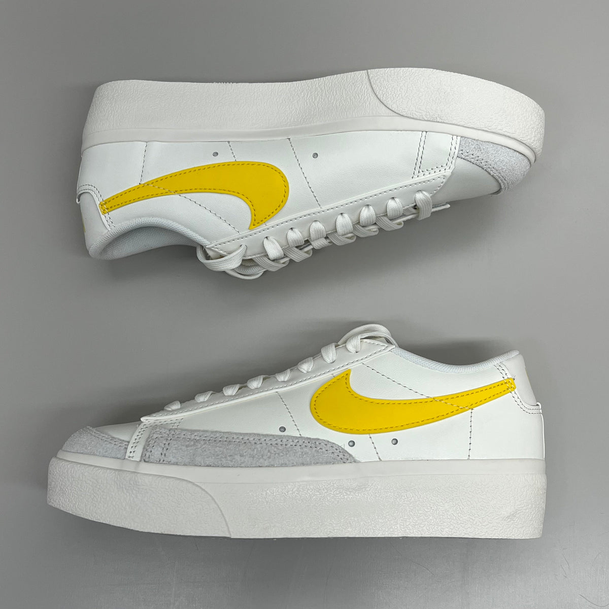 NIKE Blazer Low Cut Platform Shoes Sz Women's 7.5 Men's 6 Yellow/Grey/White