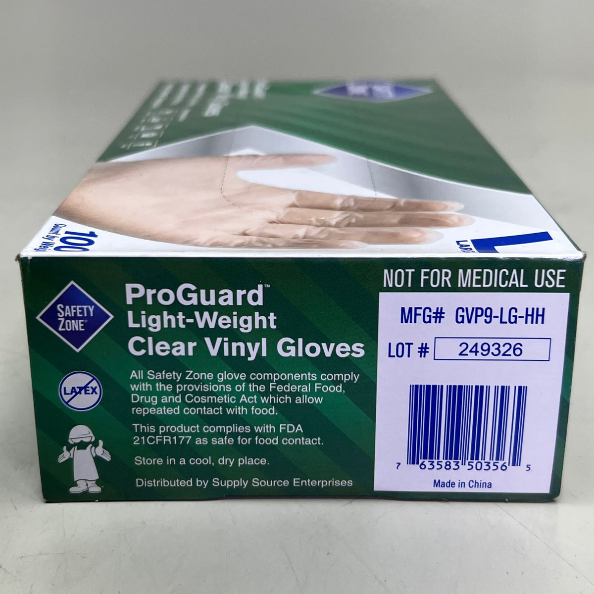 SAFETY ZONE (2 PACK of 100 Gloves) Clear Vinyl Gloves Sz L, GVP9-LG-HH