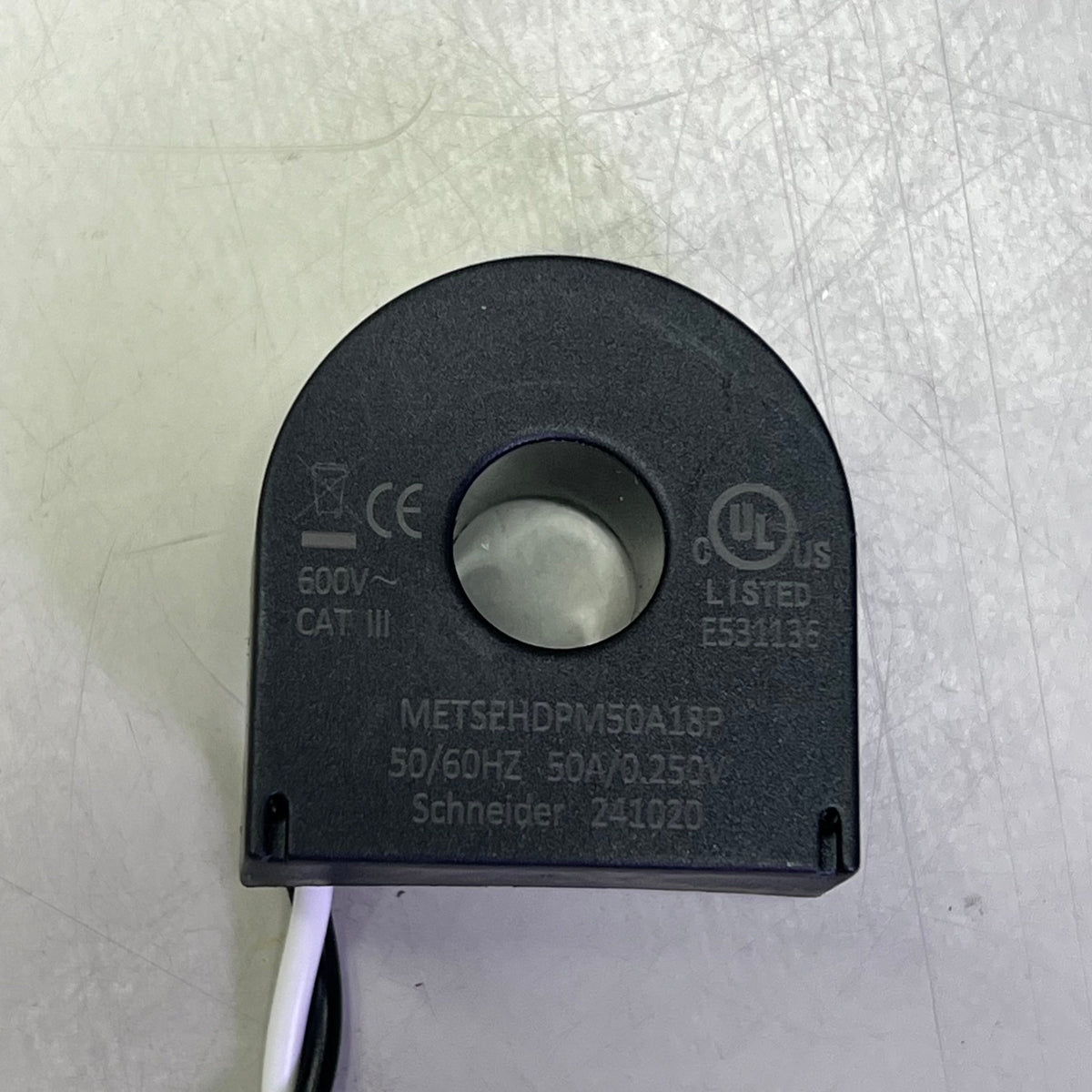 SCHNEIDER ELECTRIC Split Core Current Transformer  50A CT 16" Lead METSEHDPM150A16