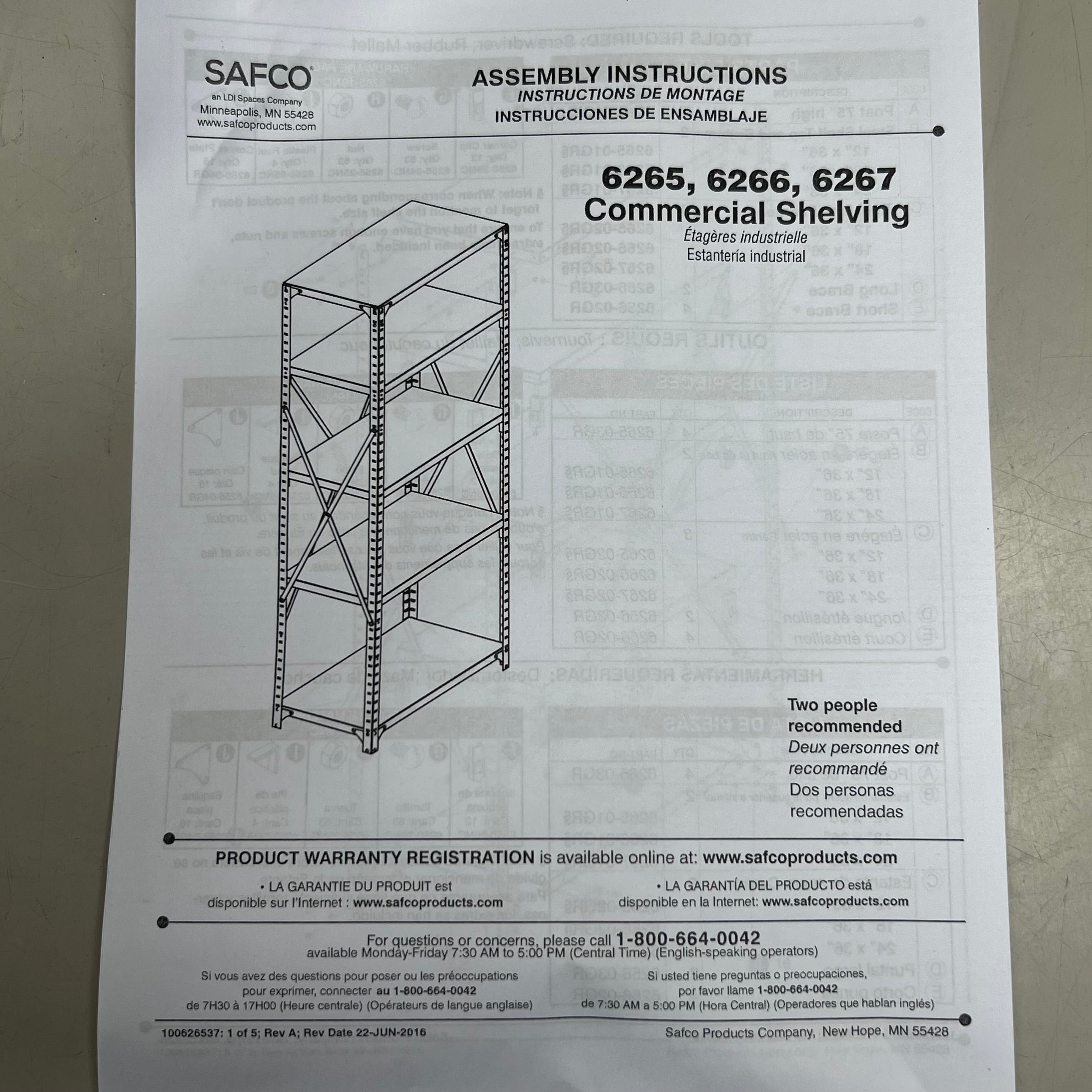 SAFCO Industrial Steel Shelving Sz 36 x 24 x 75", Grey 6267