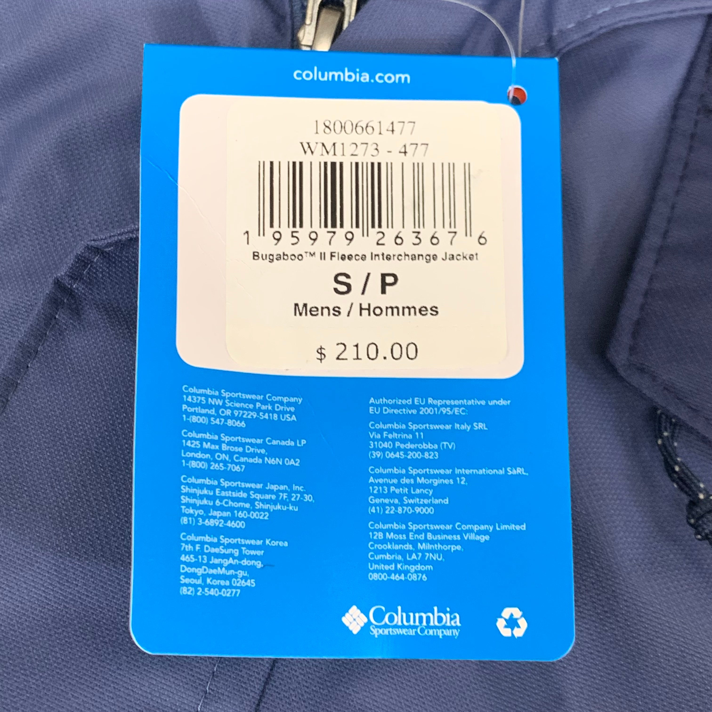 COLUMBIA Bugaboo II Fleece Interchange Jacket Men's Sz S Navy Blue 1800661477
