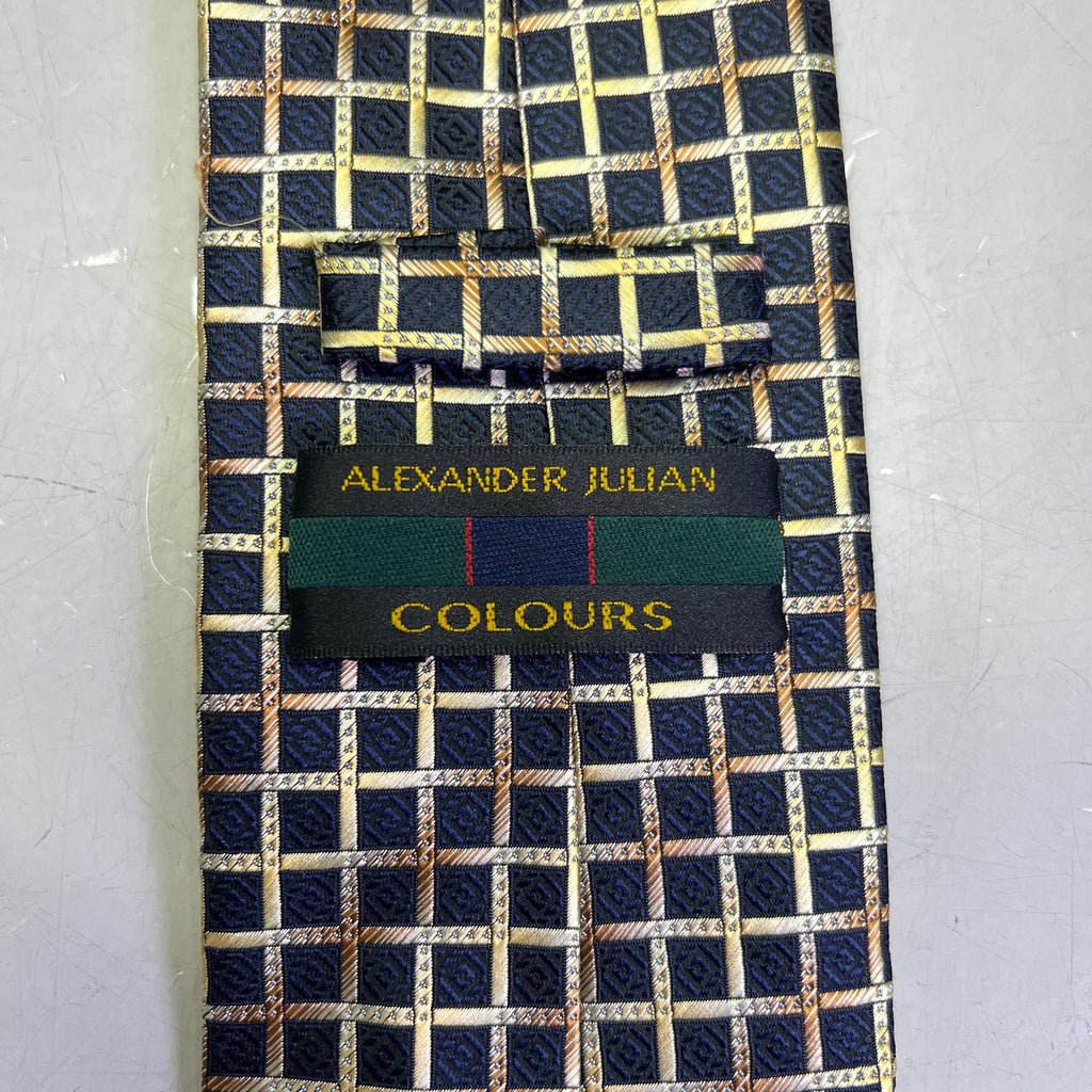 ALEXANDER JULIAN COLOURS Tile Design Tie 60" Gold/Black/Brown (Pre-Owned)