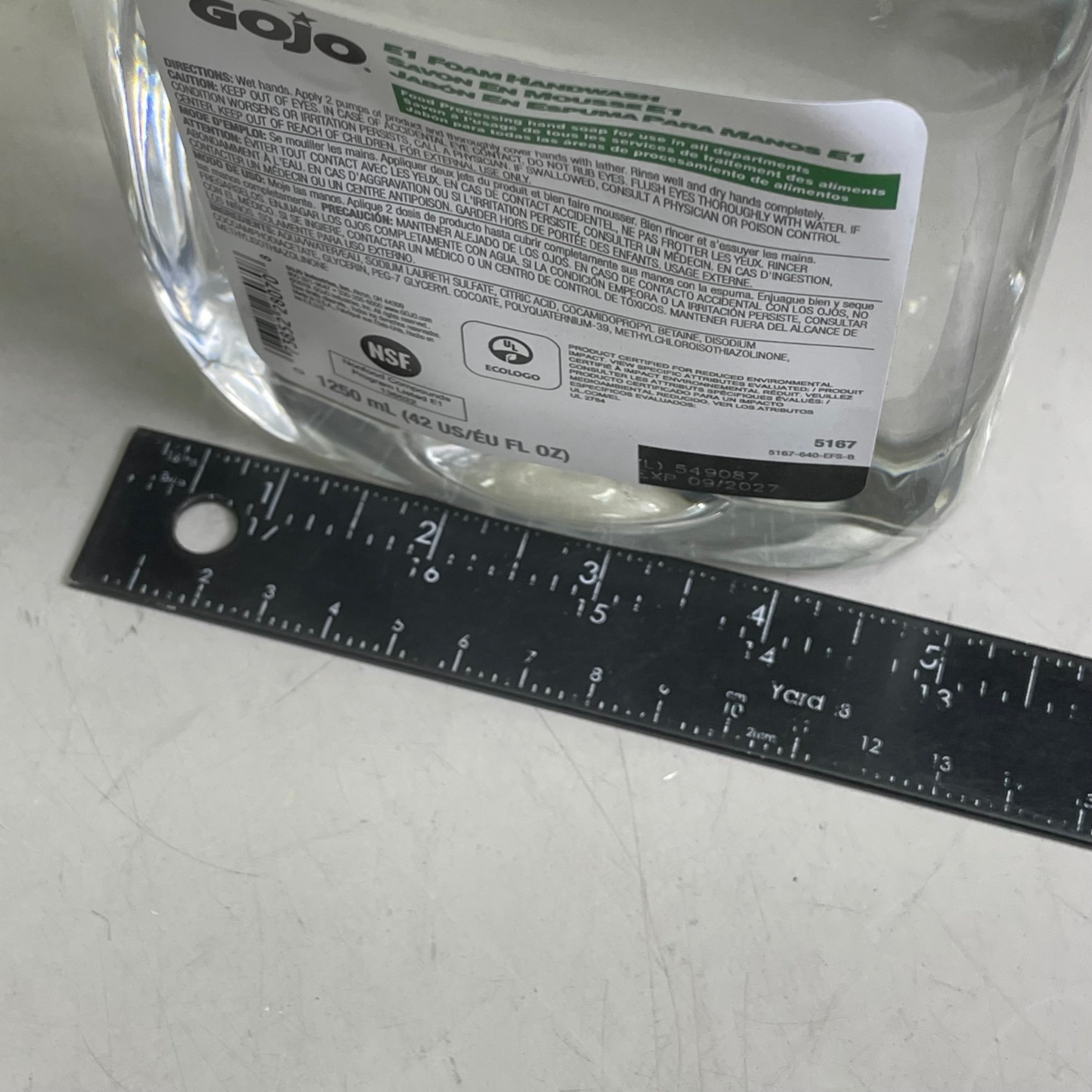 GOJO E1 Foam Handwash Refill Soap Dispenser Fragrance Free 1250mL 5167-04
