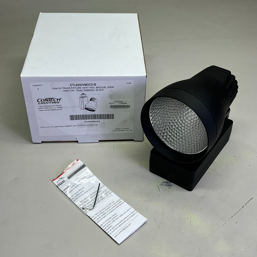 CONTECH LIGHTING Leviton Track Fixture Vert HSG 3000K CRI Black CTL8252VM3CD-B