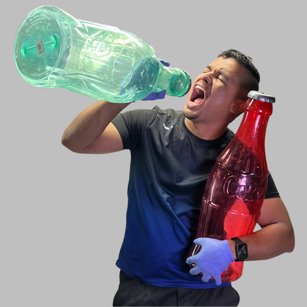 ZA@ COCA-COLA (2 PACK) Plastic Coke Bottle Bank 22"H Green & Red (AS-IS)