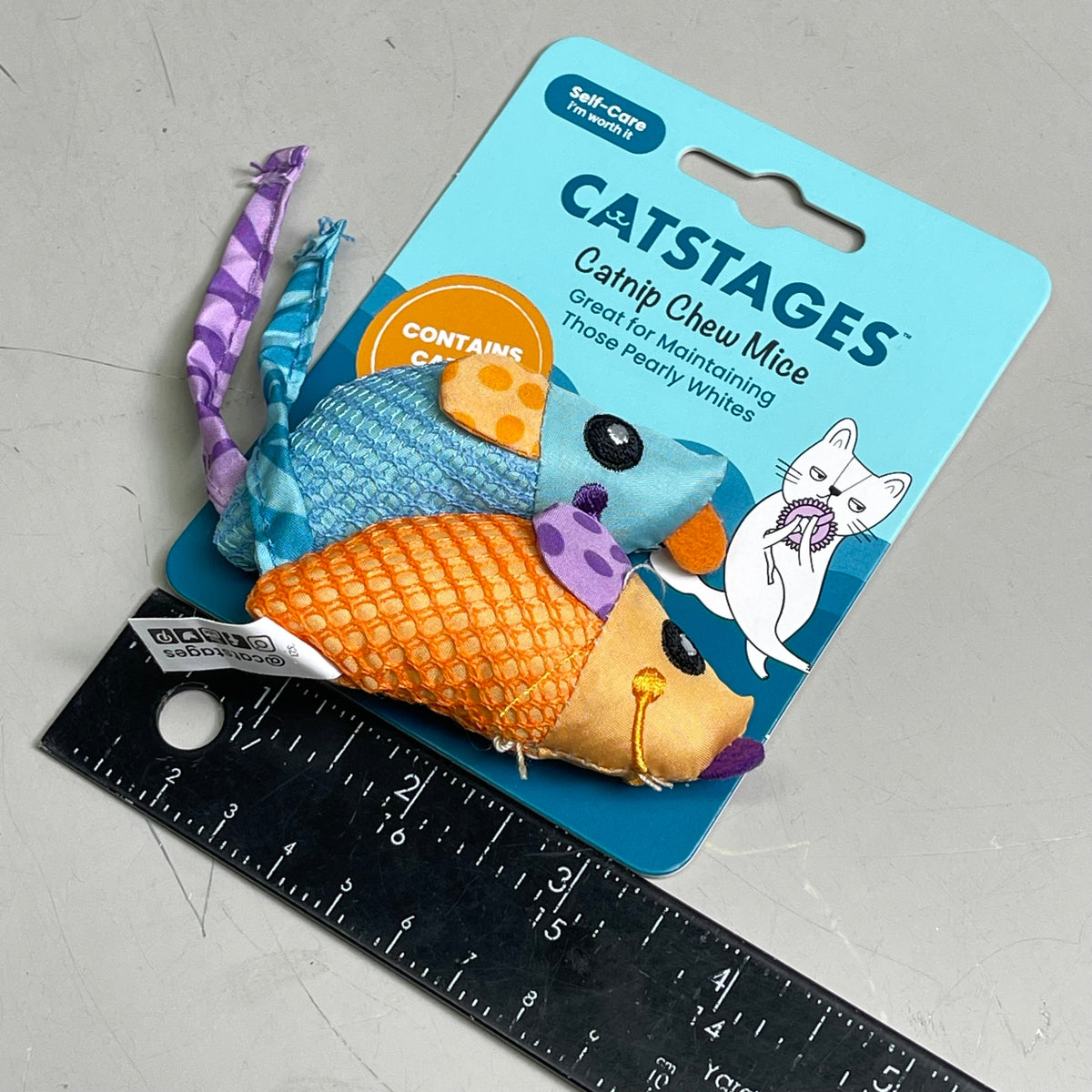 PETSTAGES (3-PACK) Catnip Chew Mice Catstages Dental Orang & Blue 327