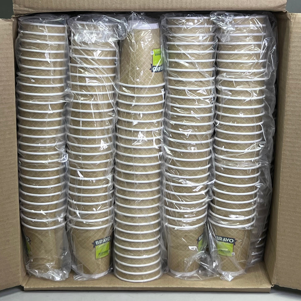 BRAVO (500 Cups) 12oz Double Wall Recycled Paper Cup Brown 511576
